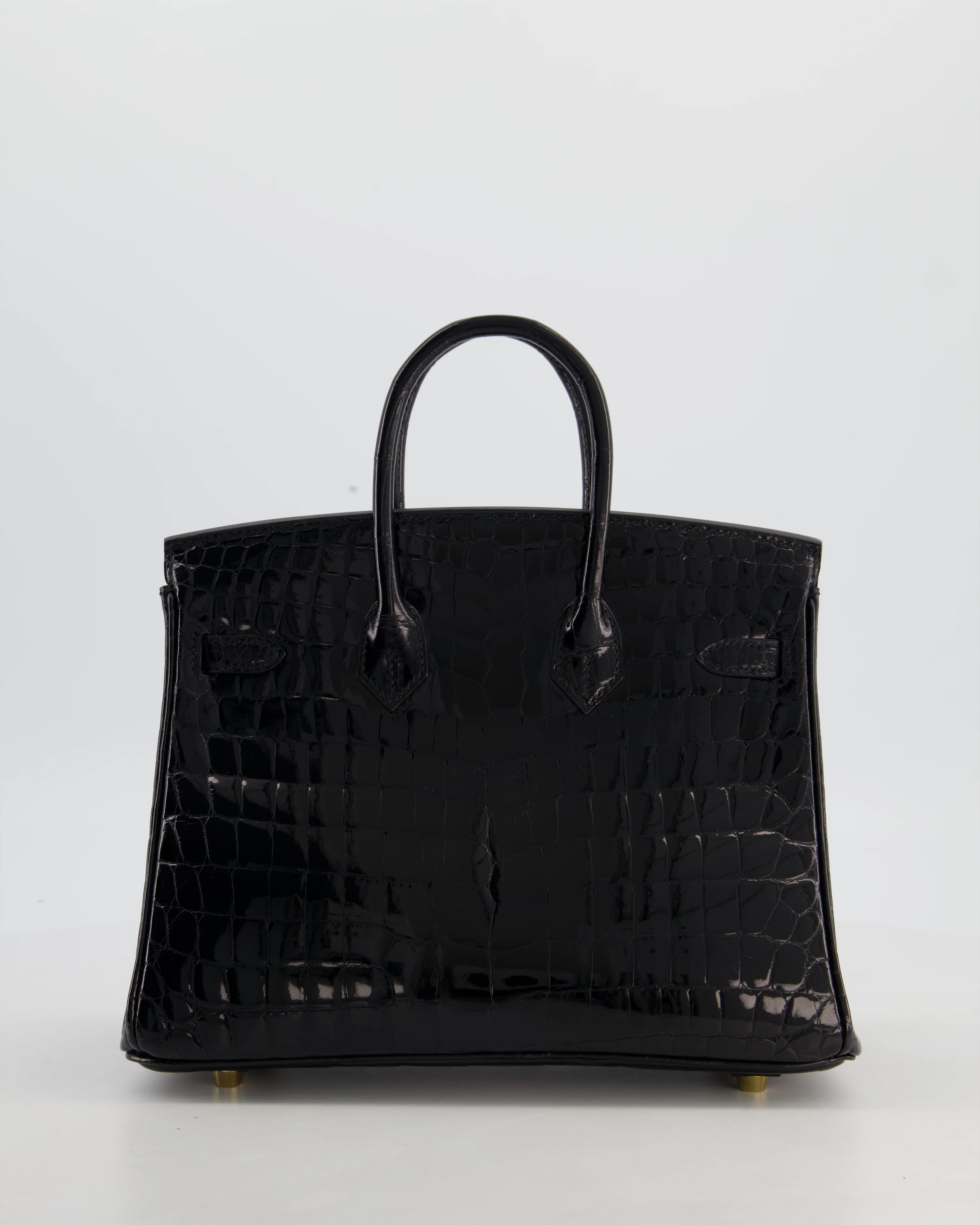 *ULTRA RARE* Hermès Birkin 25 Retourne Bag in Noir Shiny Crocodile Niloticus Leather with Gold Hardware - Image 6