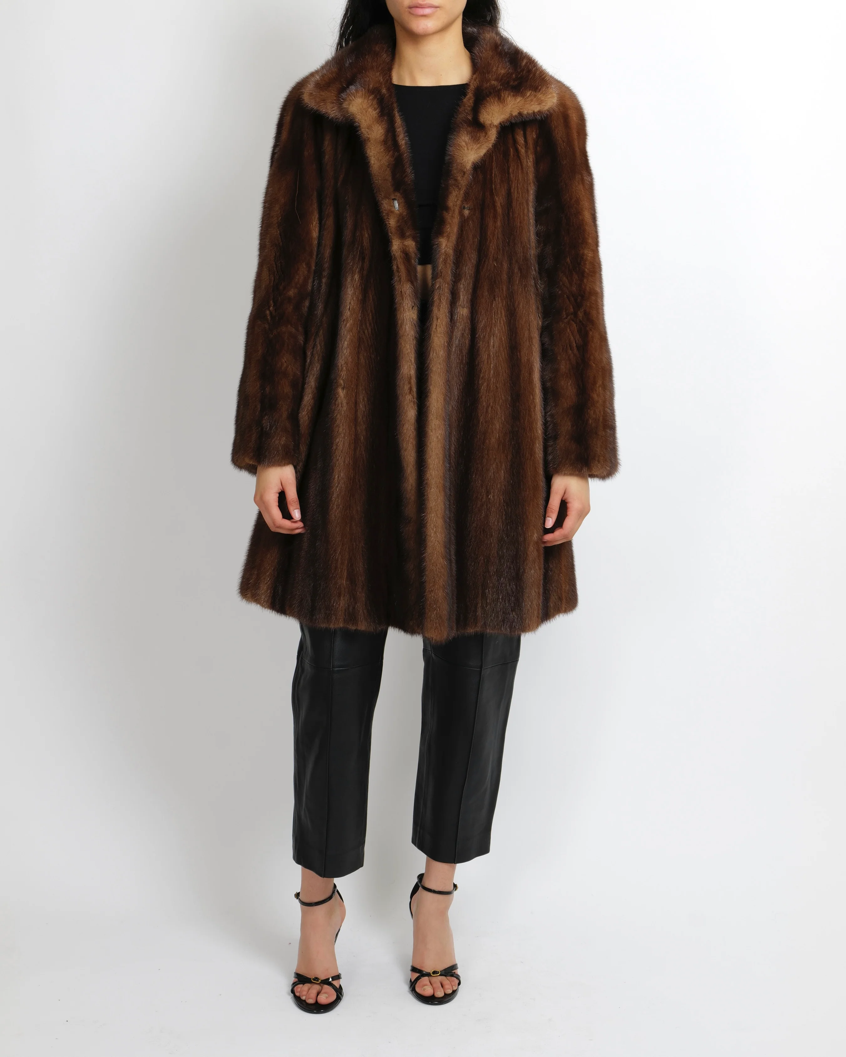 Alexandre Brown Mink Fur Coat Size UK 8/10