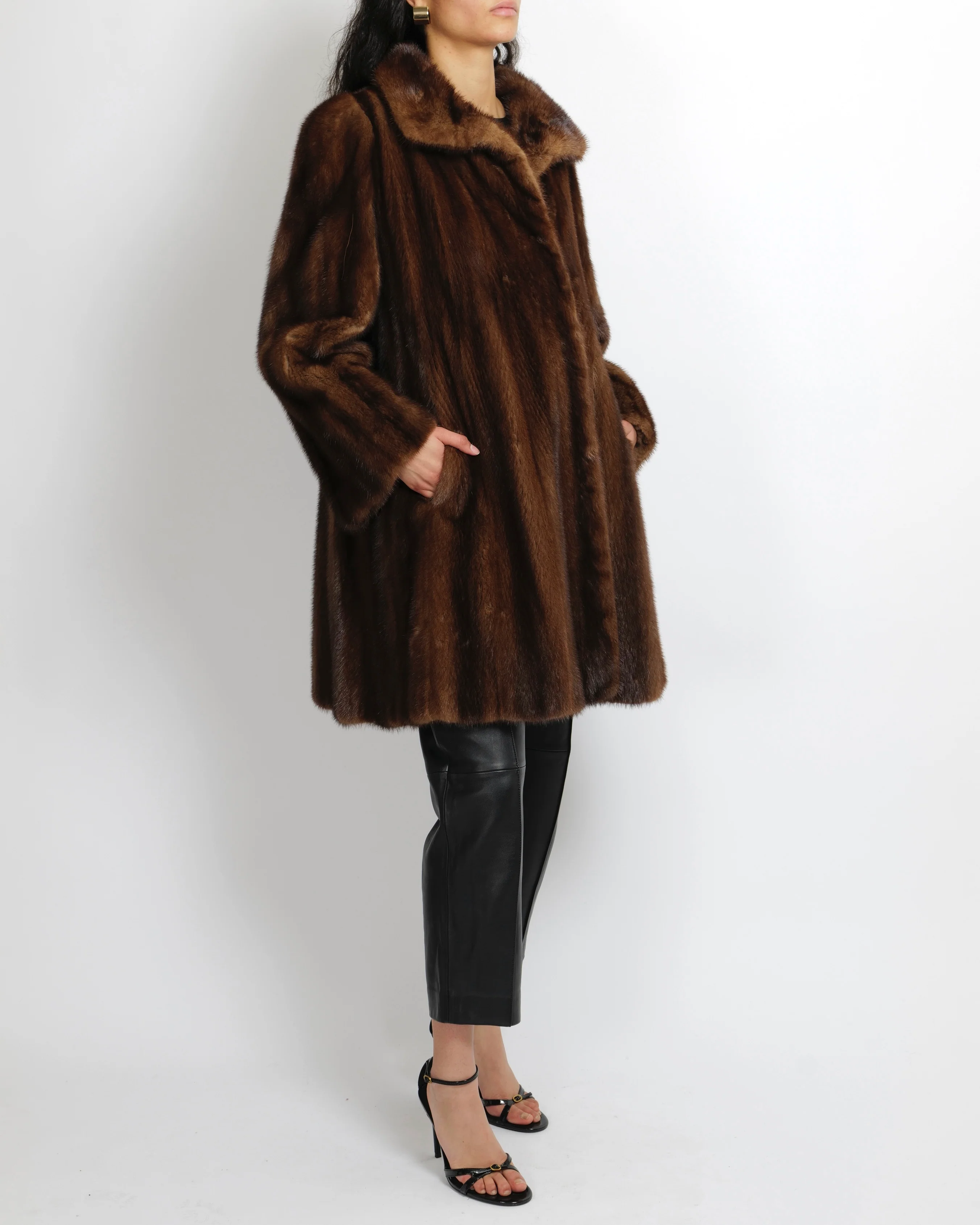 Alexandre Brown Mink Fur Coat Size UK 8/10 - Image 2