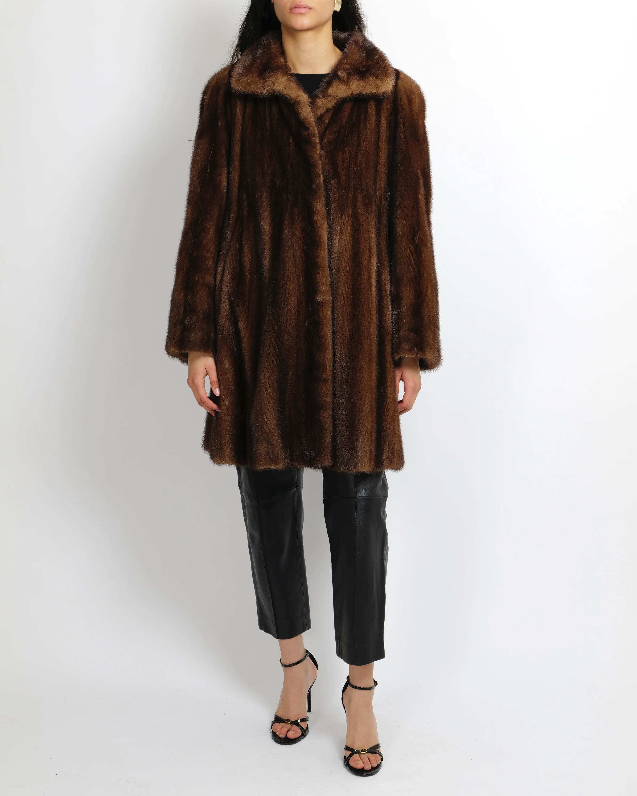 Alexandre Brown Mink Fur Coat Size UK 8/10 - Image 3