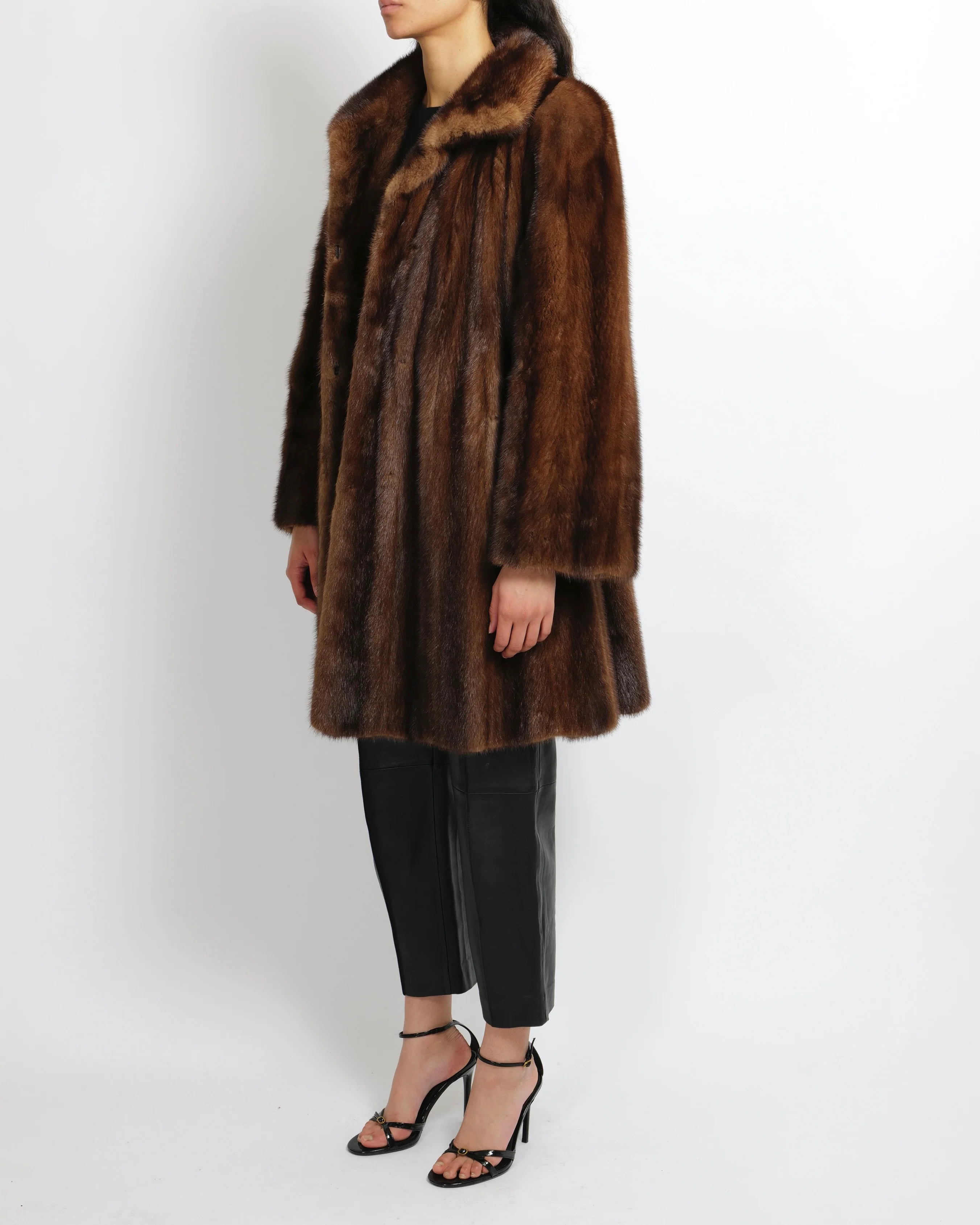 Alexandre Brown Mink Fur Coat Size UK 8/10 - Image 4