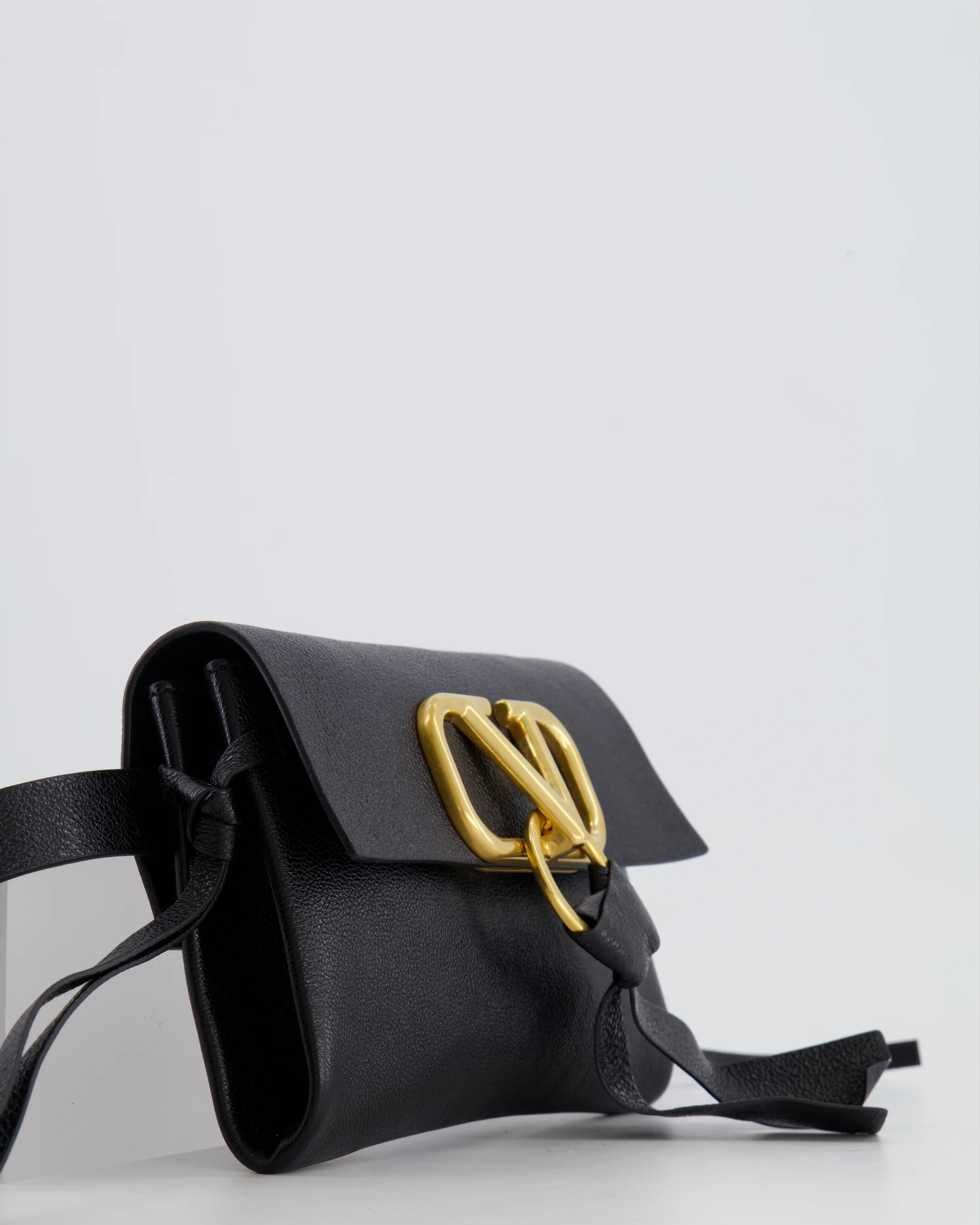 Valentino Black Leather VSling Belt Bag with Gold Logo RRP £1,450 - Image 10