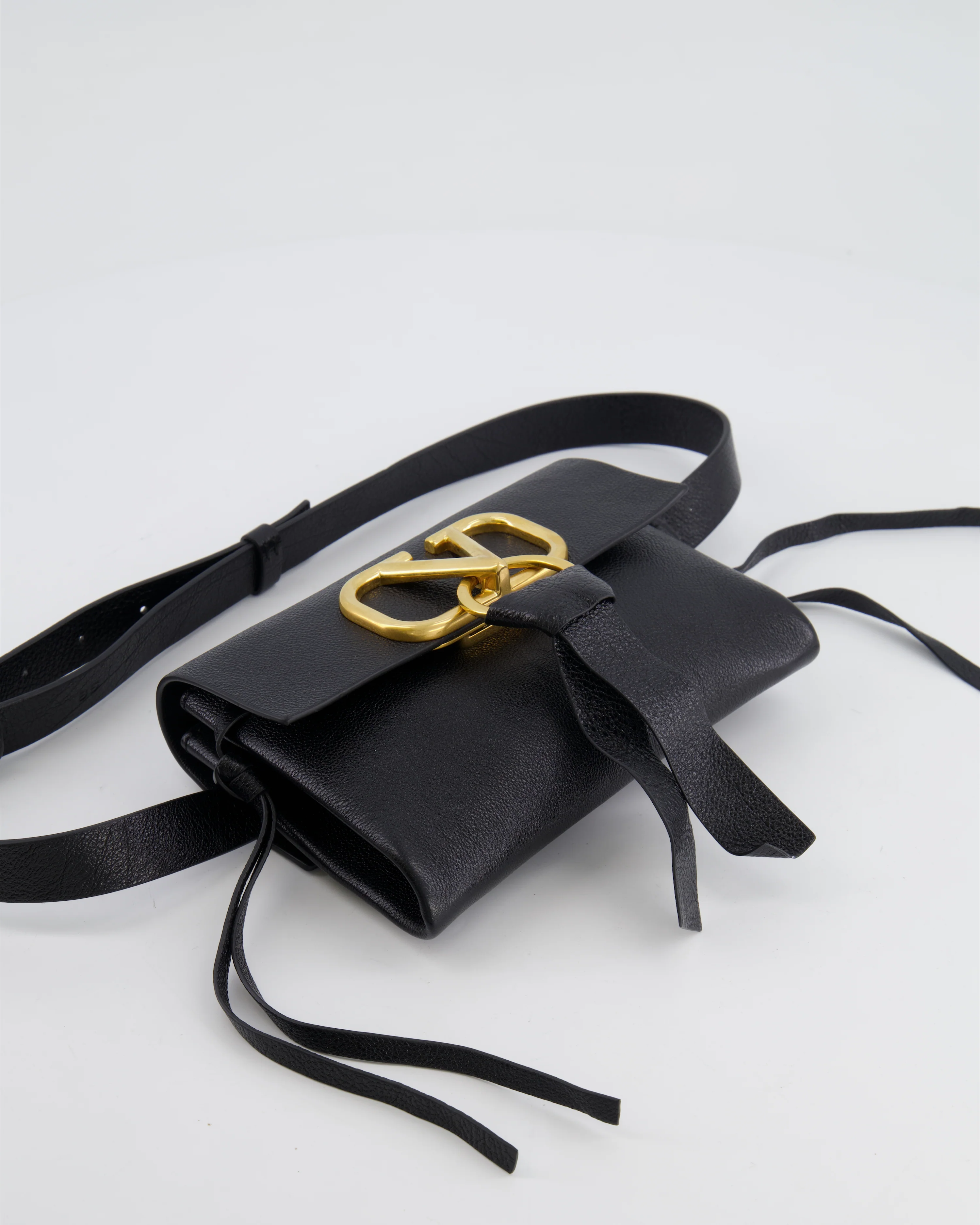 Valentino Black Leather VSling Belt Bag with Gold Logo RRP £1,450 - Image 17