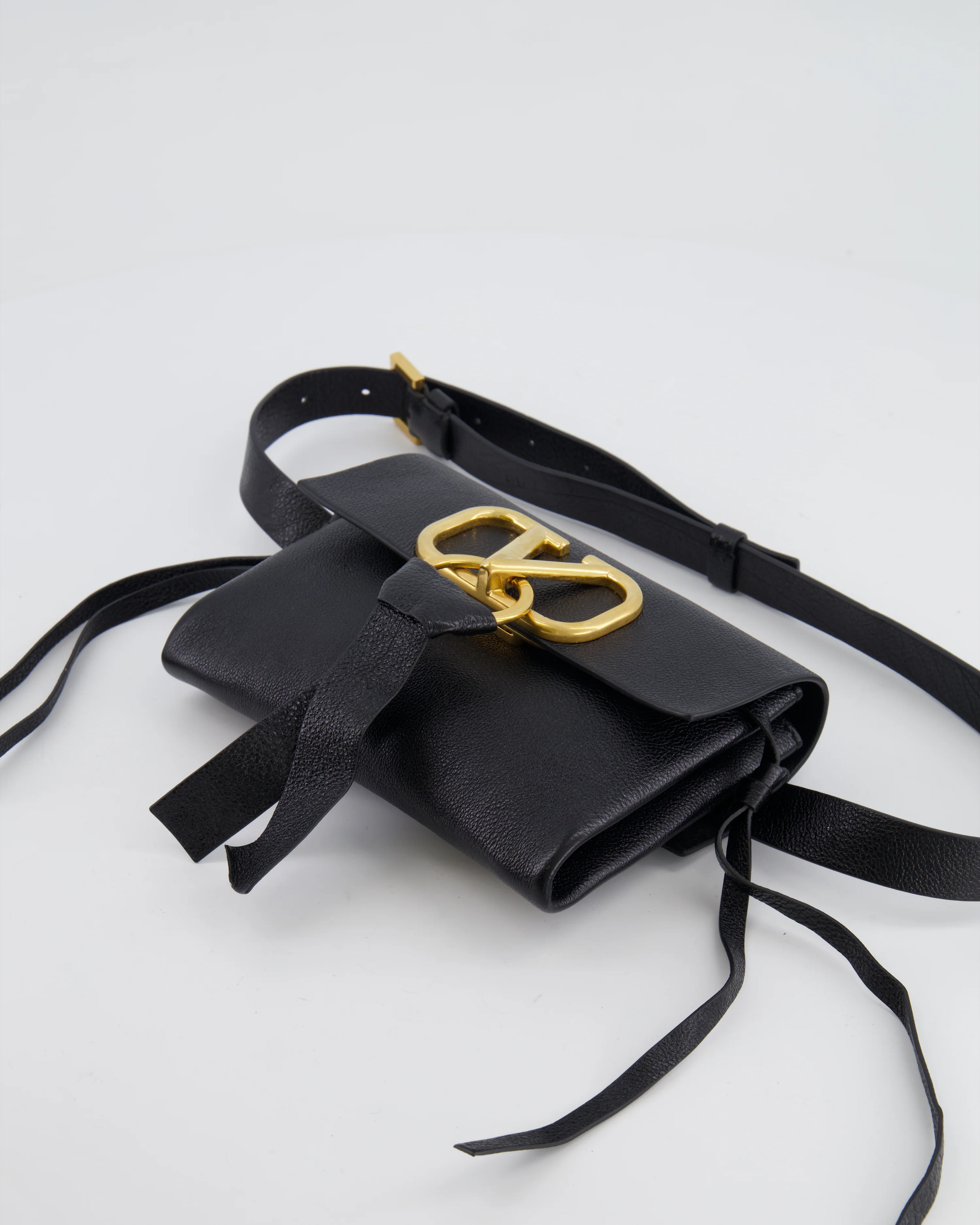 Valentino Black Leather VSling Belt Bag with Gold Logo RRP £1,450 - Image 18
