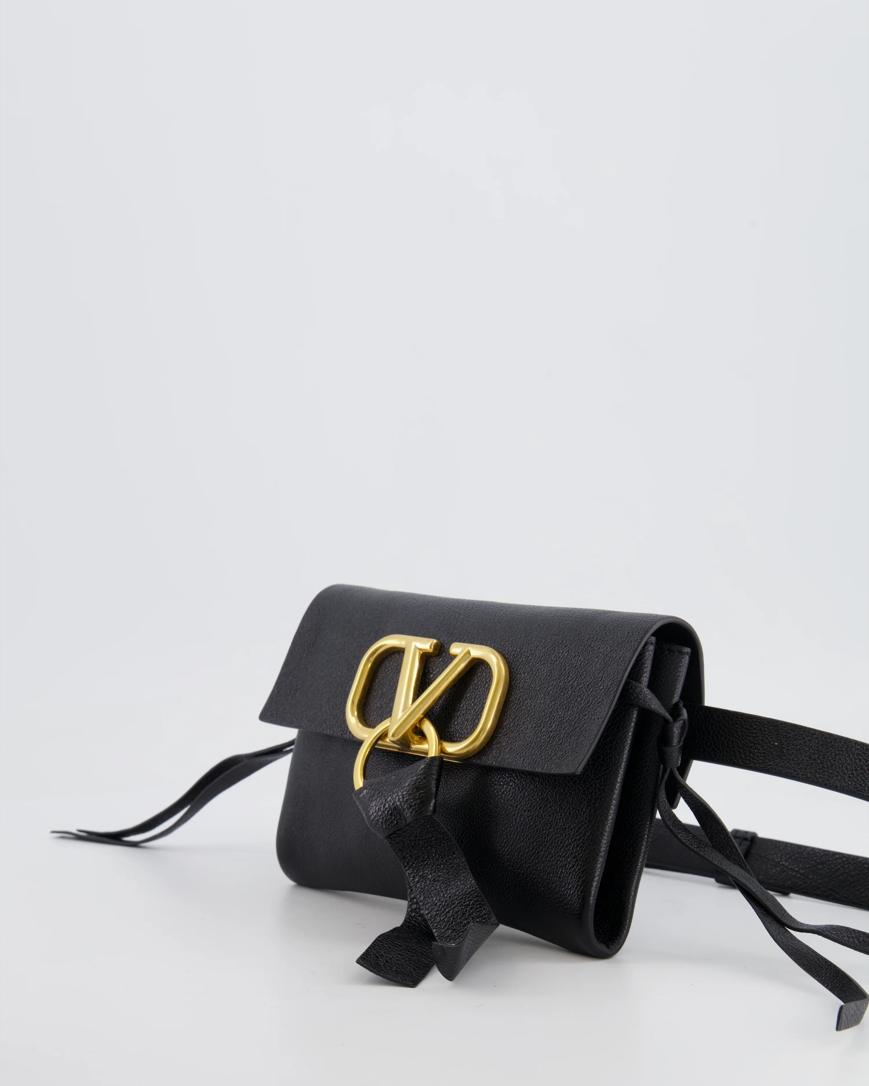 Valentino Black Leather VSling Belt Bag with Gold Logo RRP £1,450 - Image 3