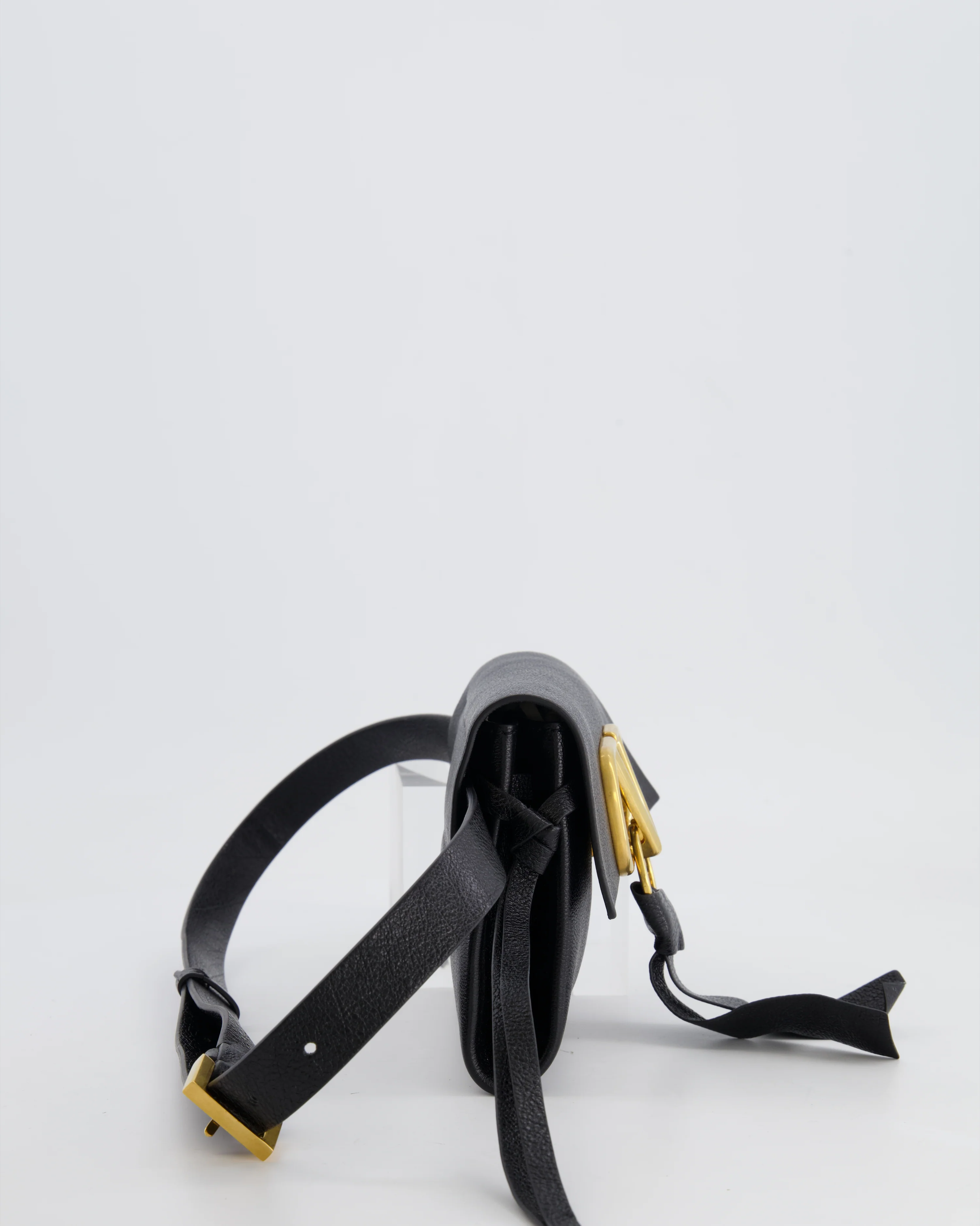 Valentino Black Leather VSling Belt Bag with Gold Logo RRP £1,450 - Image 4