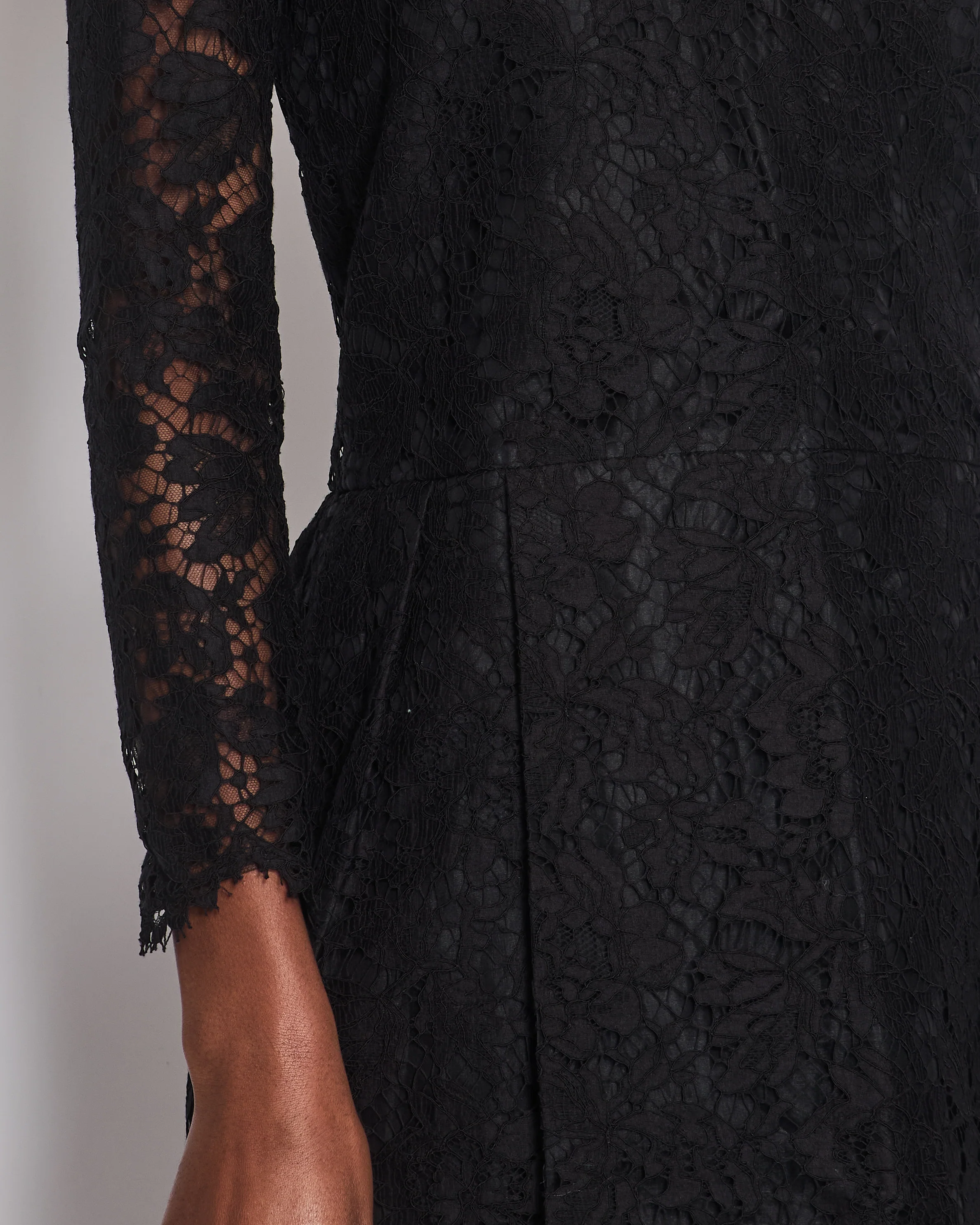 Valentino Black Long Sleeve Lace Midi Dress with Pocket Detail Size IT 40 (UK 8) - Image 3