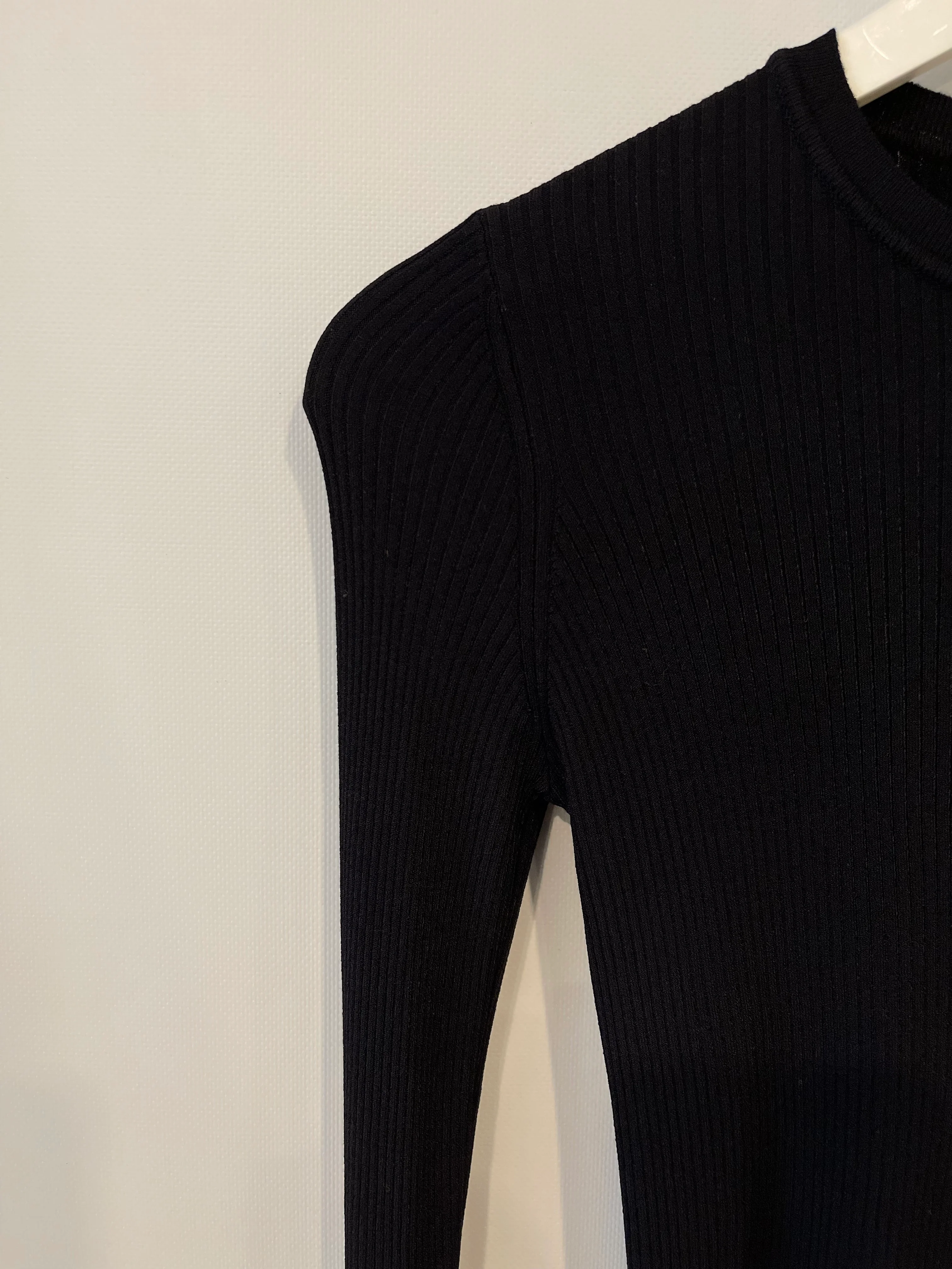 Valentino Black Long Sleeve Ribbed Top with Sleeve Details Size XS (UK 6) - Image 5