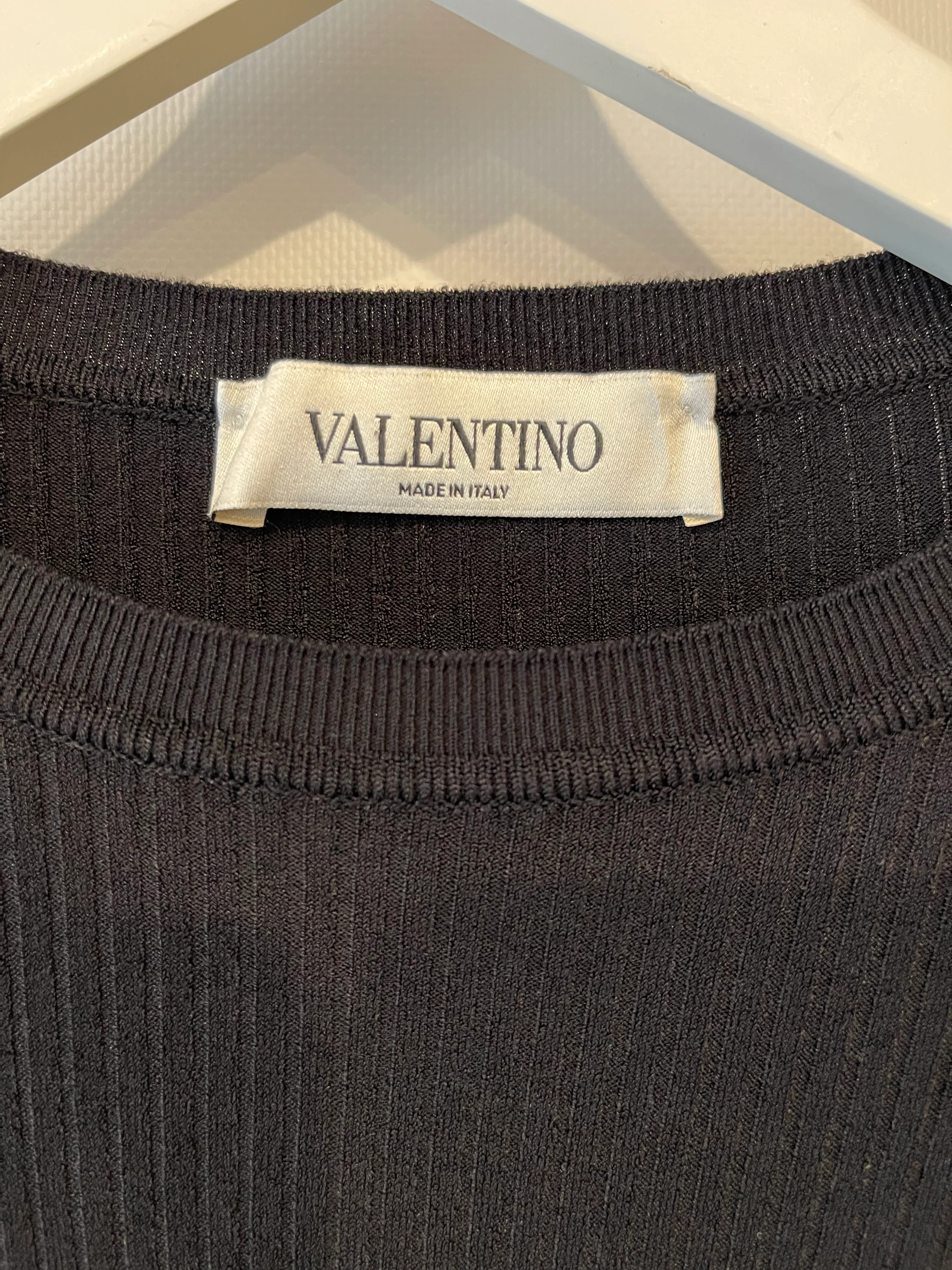 Valentino Black Long Sleeve Ribbed Top with Sleeve Details Size XS (UK 6) - Image 7