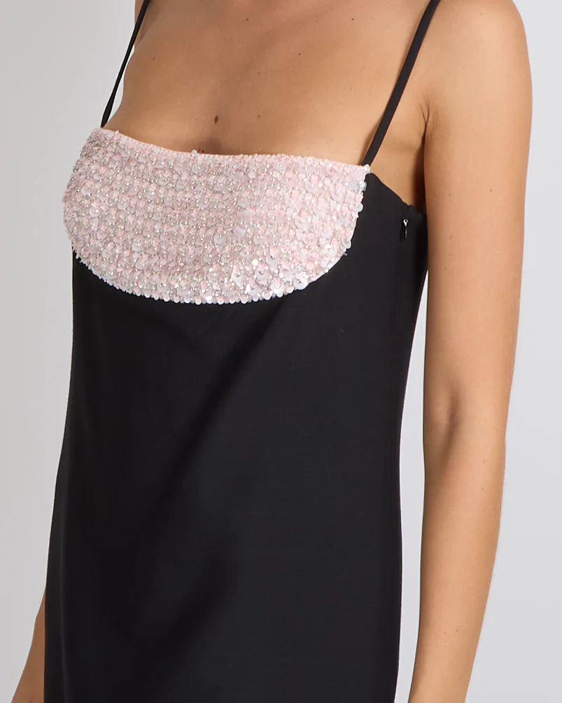 Valentino Black Mini Dress with Pink and Gold Sequin Embellishments Size IT 42 (UK 10) - Image 4