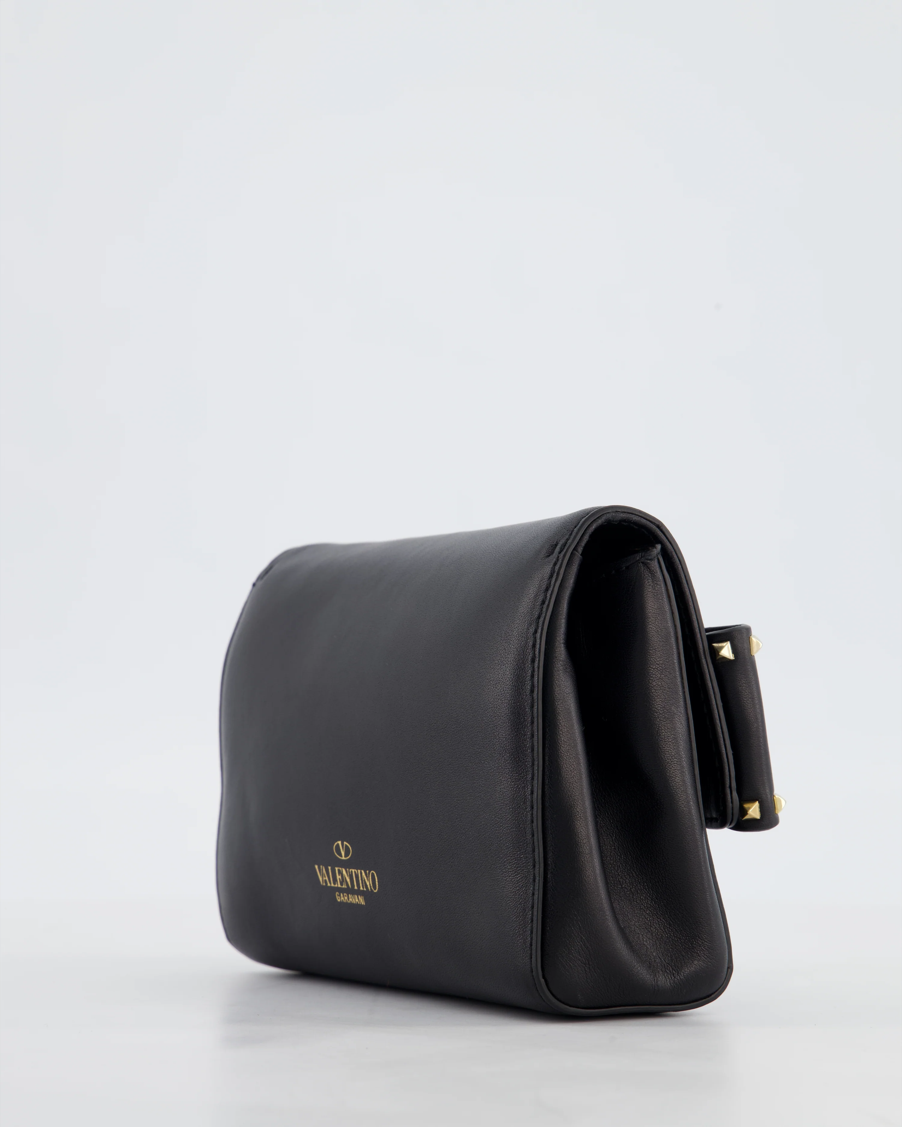 Valentino Black Mini Leather Rockstud Bow Crossbody Bag with Champagne Gold Hardware - Image 13