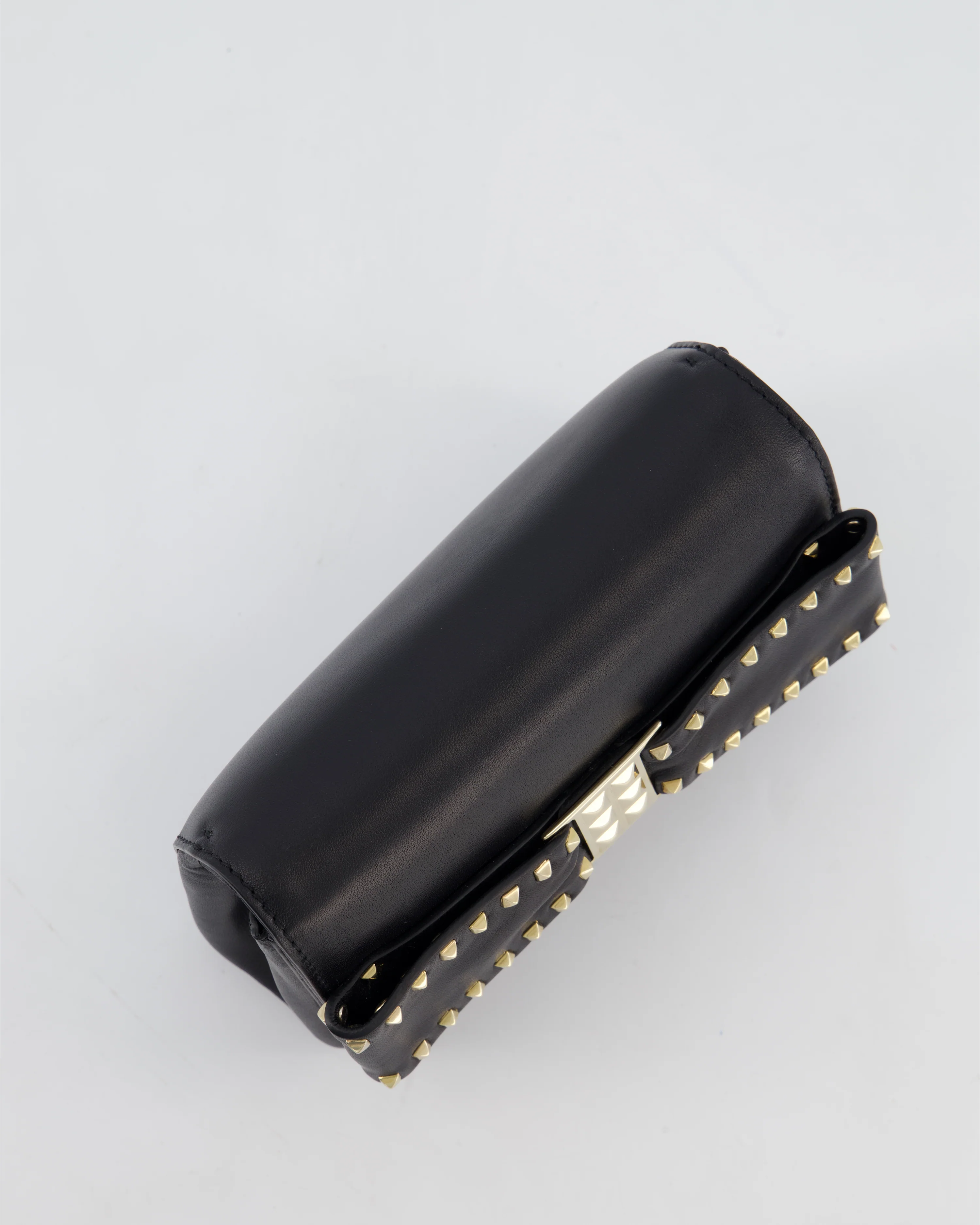 Valentino Black Mini Leather Rockstud Bow Crossbody Bag with Champagne Gold Hardware - Image 15