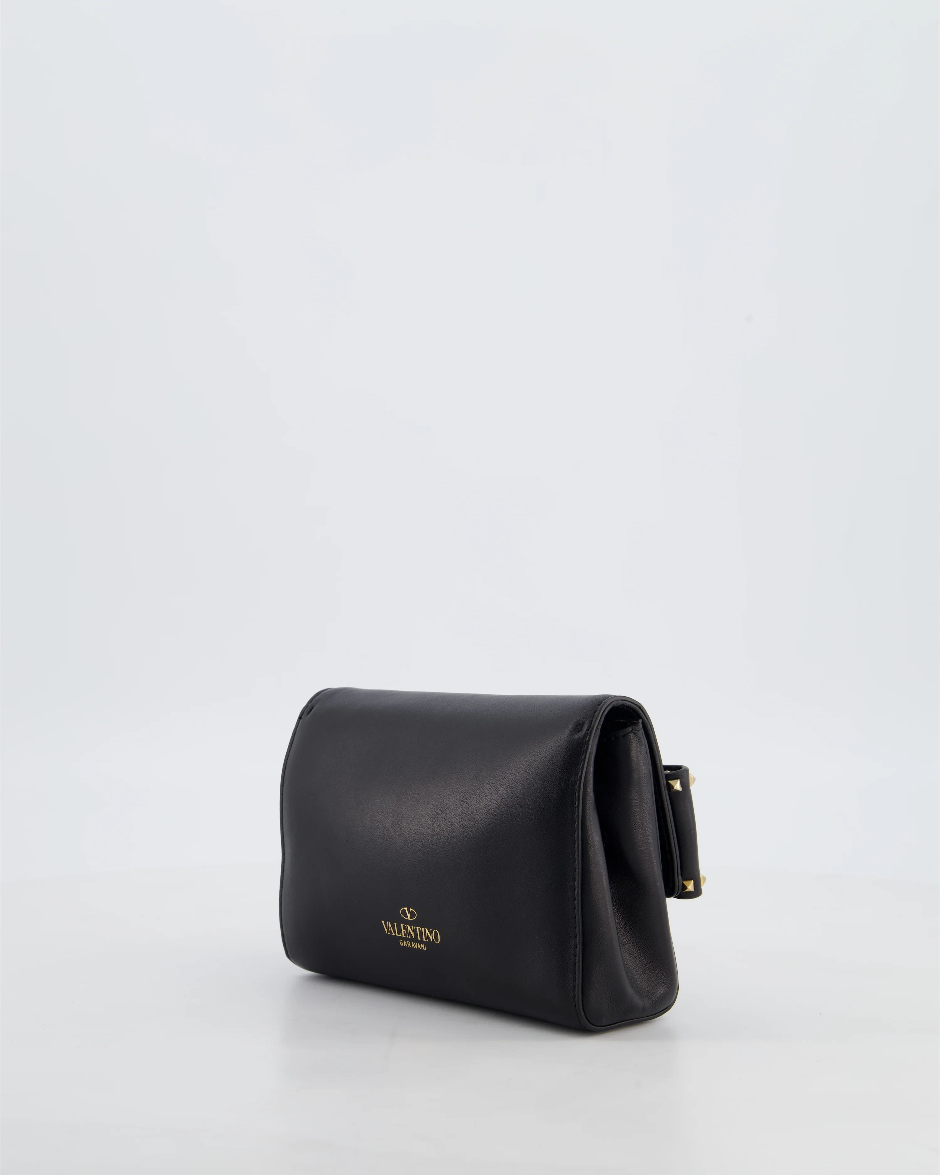 Valentino Black Mini Leather Rockstud Bow Crossbody Bag with Champagne Gold Hardware - Image 6
