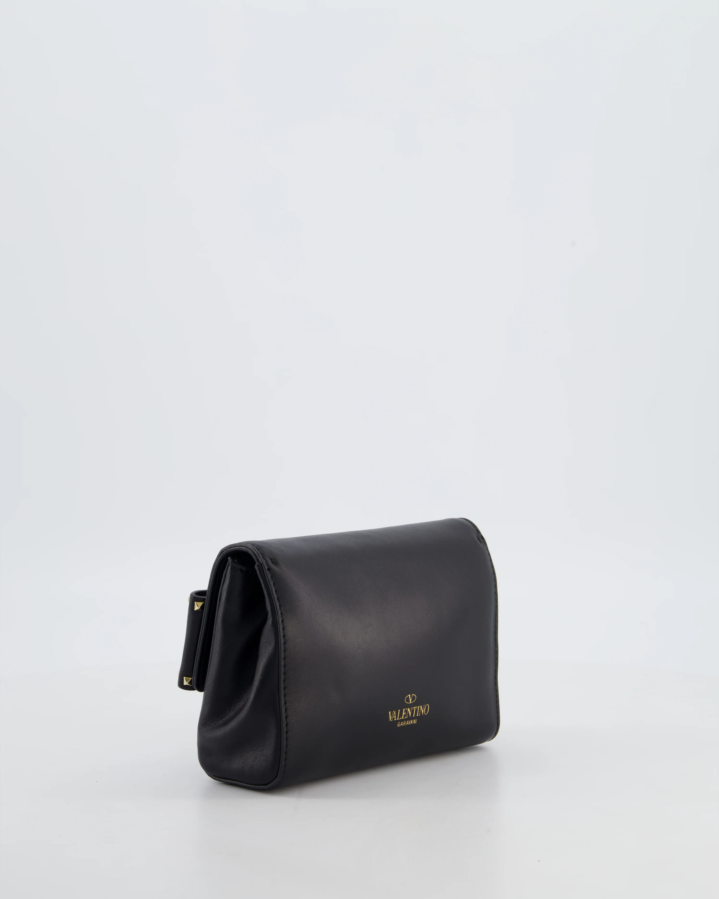Valentino Black Mini Leather Rockstud Bow Crossbody Bag with Champagne Gold Hardware - Image 8