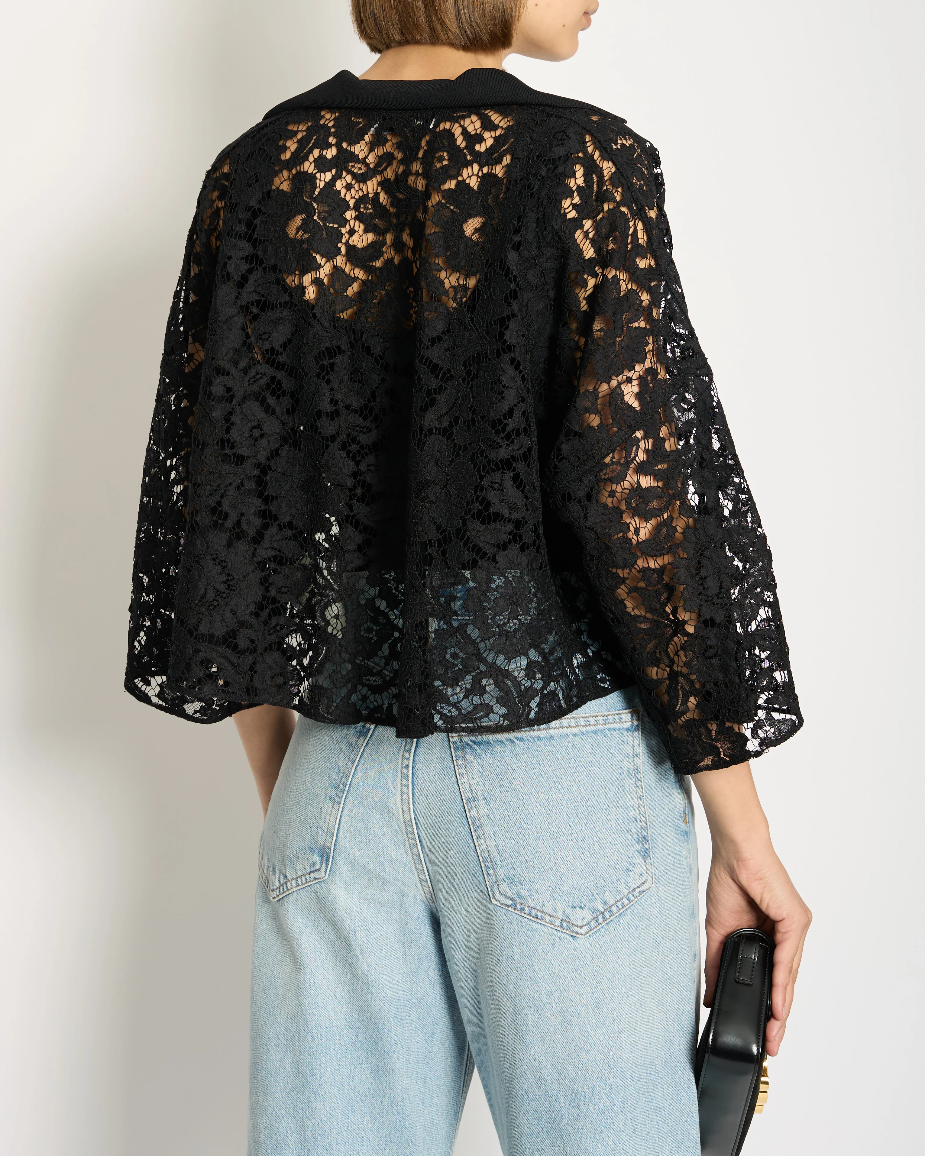Valentino Black See-Through Lace Top with V-neck Detail Size IT 38 (UK 6) - Image 3