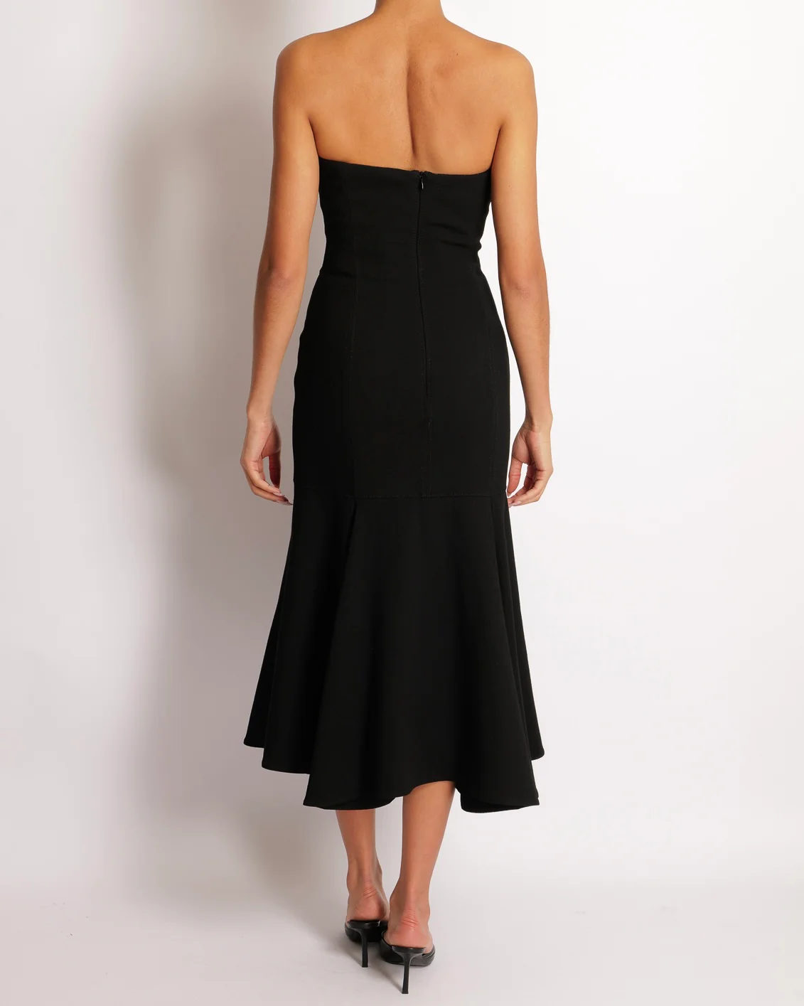 Valentino Black Wool Bandeau Maxi Dress with Pleated Details Size IT 40 (UK 8) - Image 3