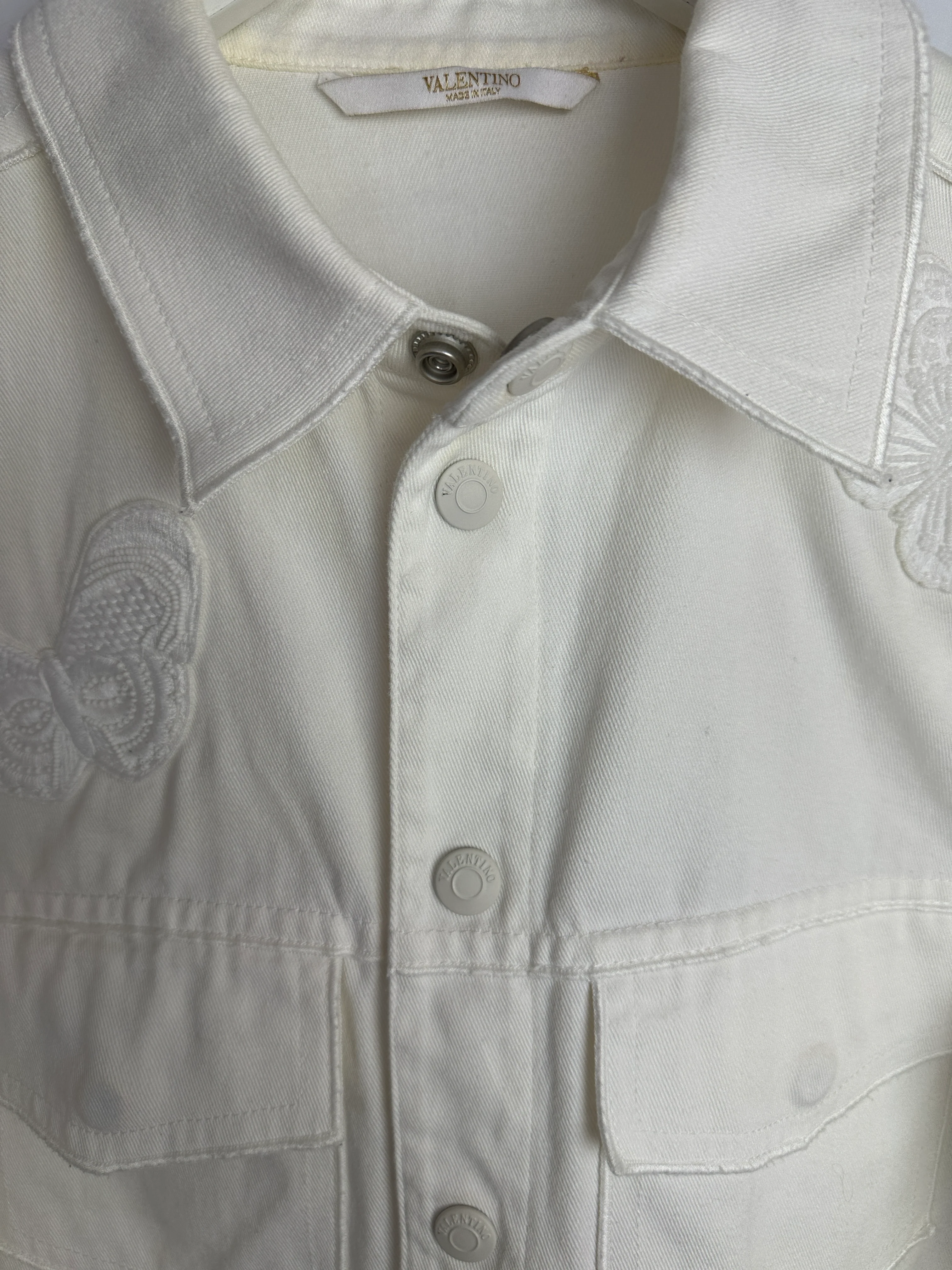 Valentino Cream Denim Long Sleeve Jacket with Butterfly Embroidery Details Size IT 46 (UK 14) - Image 11