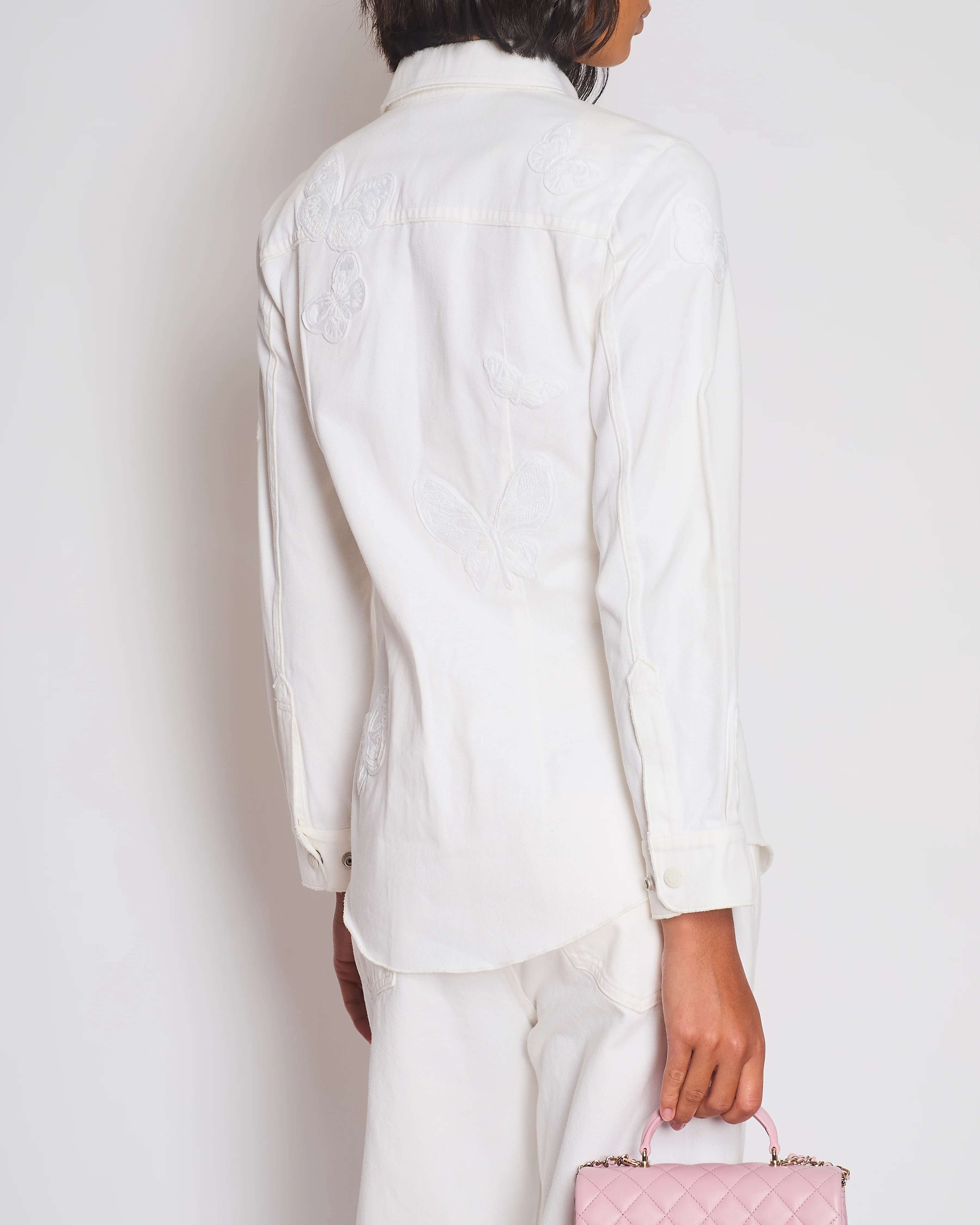 Valentino Cream Denim Long Sleeve Jacket with Butterfly Embroidery Details Size IT 46 (UK 14) - Image 5