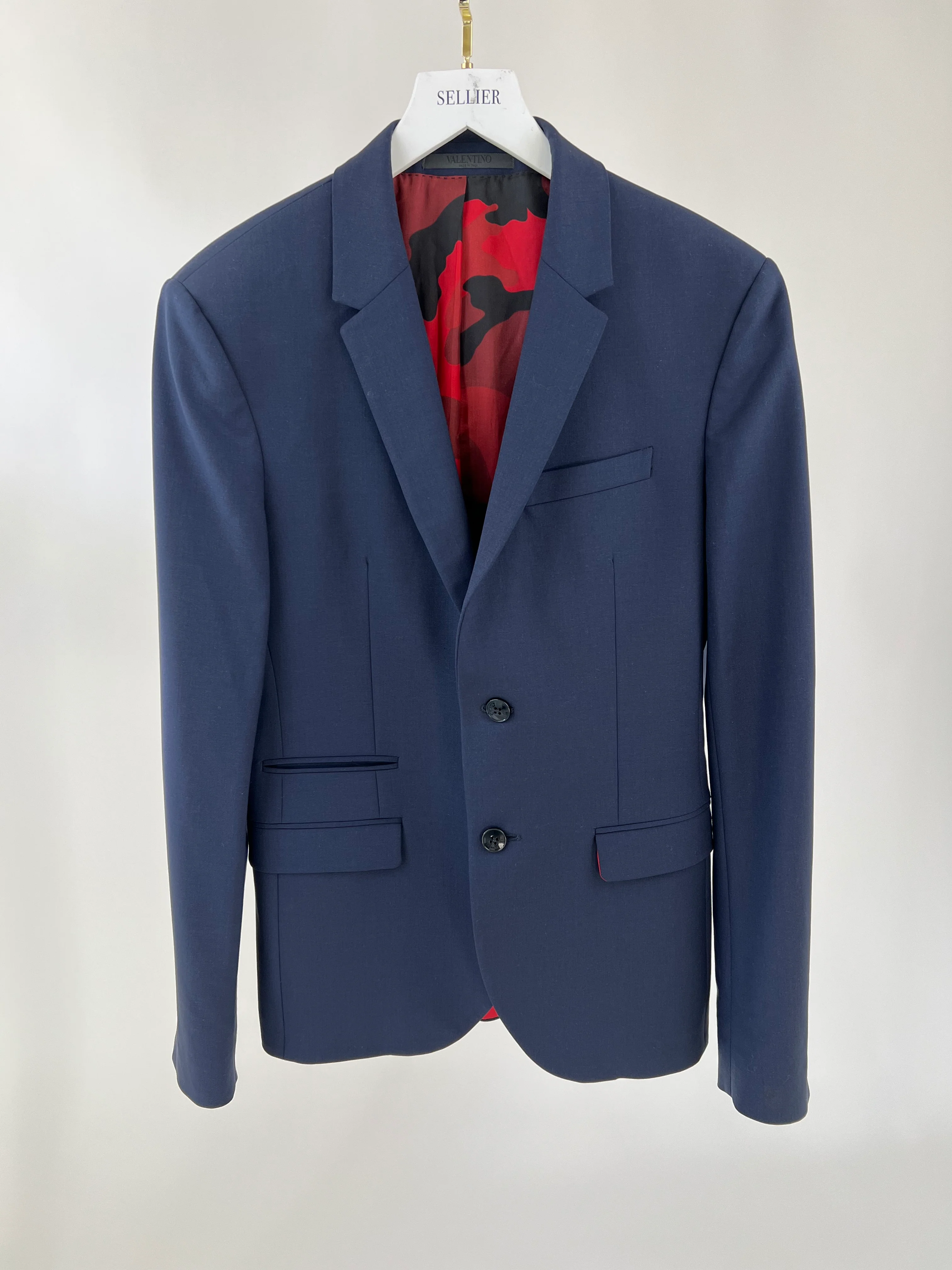 Valentino Menswear Navy Tailored Blazer with Red Interior Size IT 44 (UK 34) - Image 6