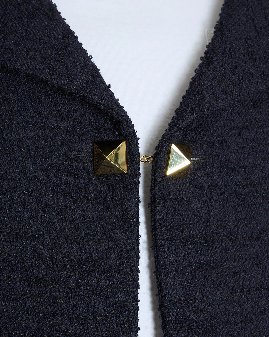 Valentino Navy Cropped Tweed Jacket with Rockstud Clasp Detail Size IT 38 (UK 6) - Image 5