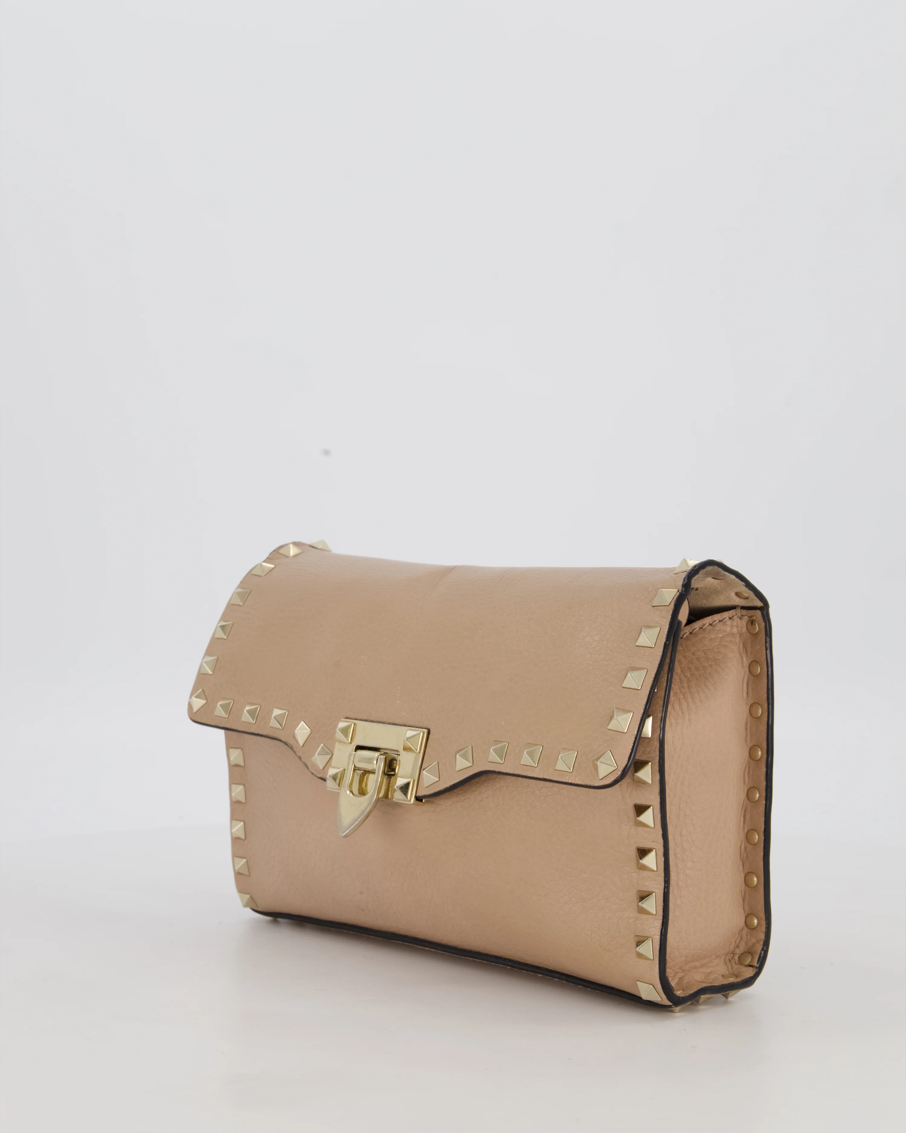 Valentino Nude Beige Rocksud Alcove Bag in Calfskin Leather with Gold Hardware - Image 10