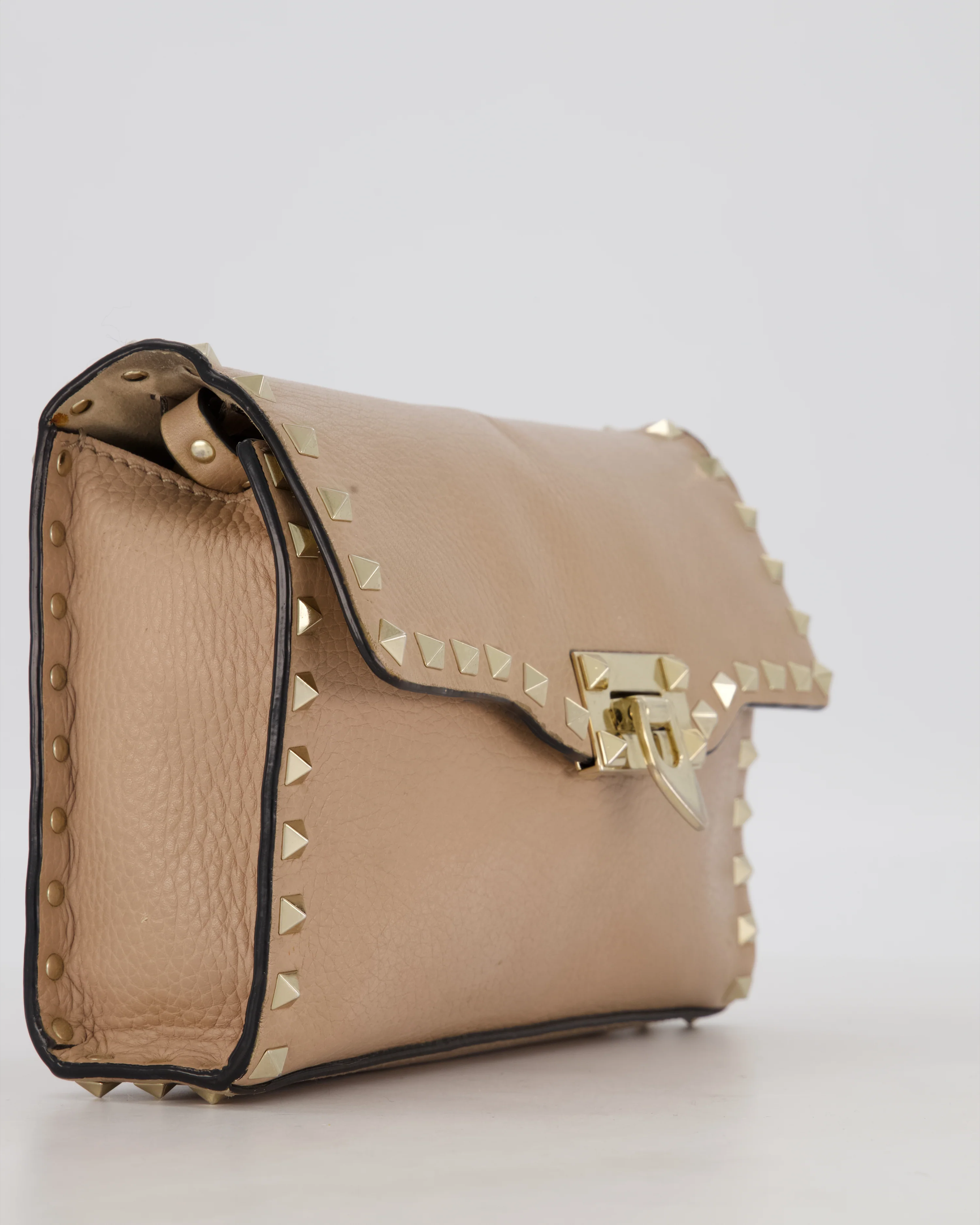 Valentino Nude Beige Rocksud Alcove Bag in Calfskin Leather with Gold Hardware - Image 11
