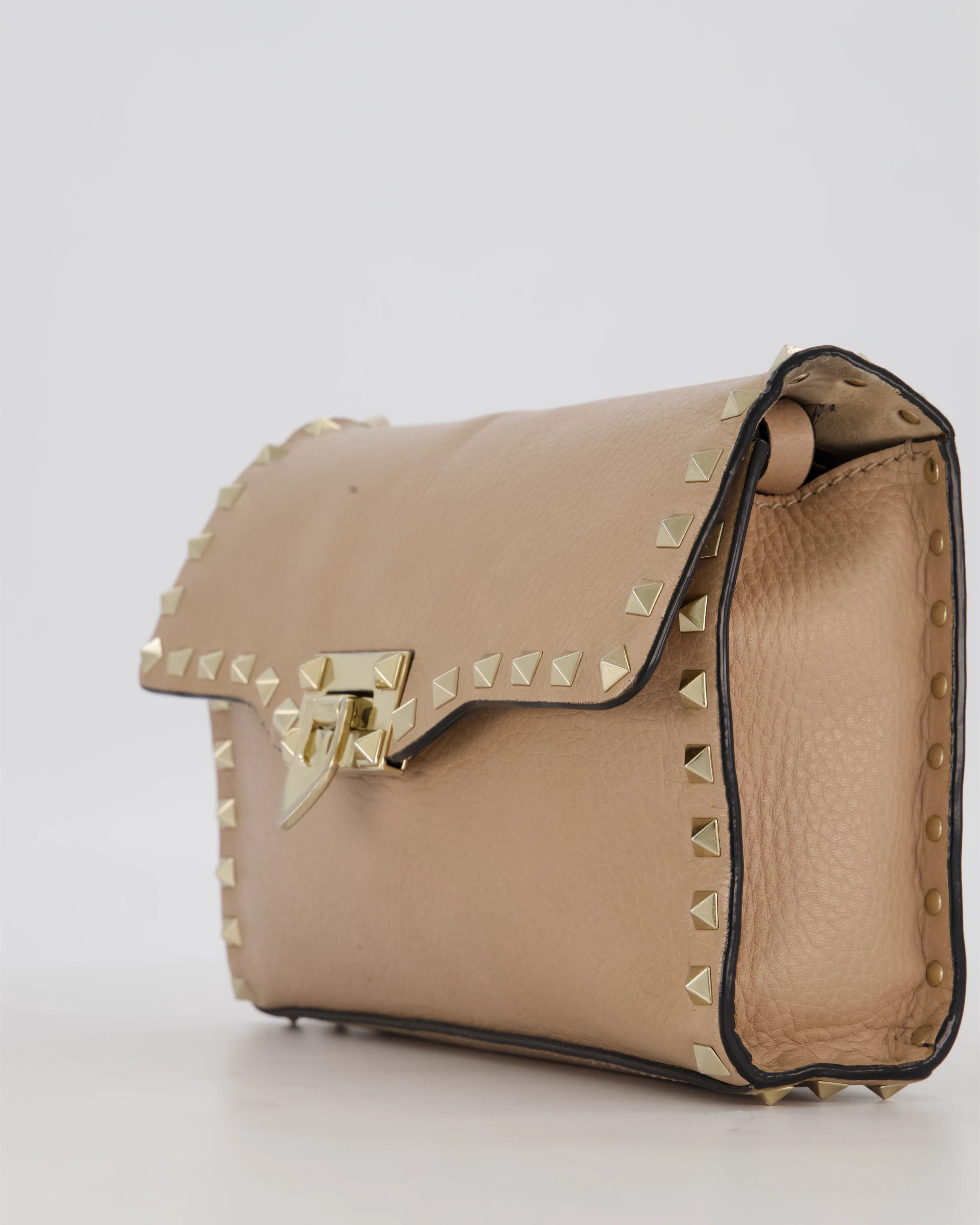 Valentino Nude Beige Rocksud Alcove Bag in Calfskin Leather with Gold Hardware - Image 12