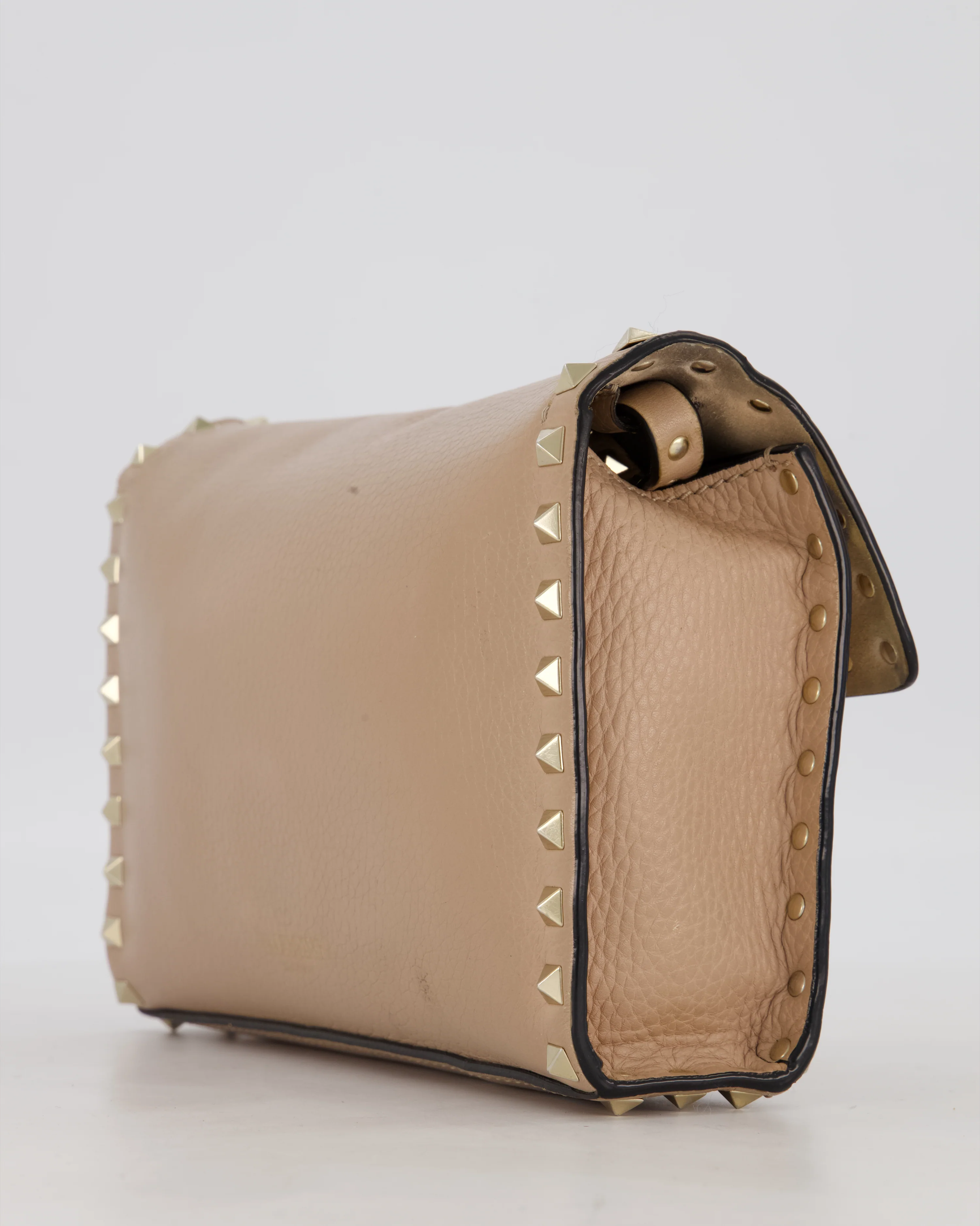 Valentino Nude Beige Rocksud Alcove Bag in Calfskin Leather with Gold Hardware - Image 13
