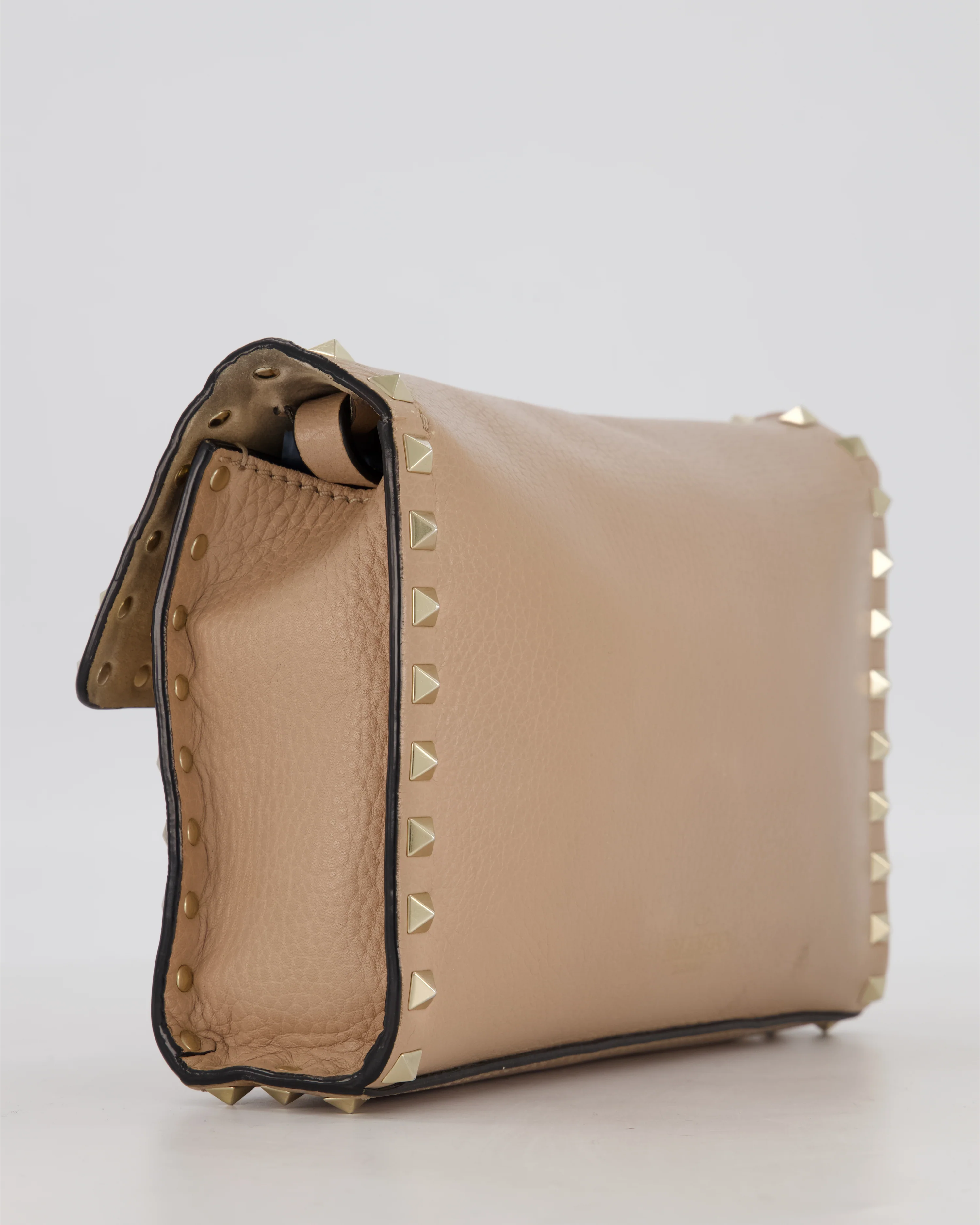 Valentino Nude Beige Rocksud Alcove Bag in Calfskin Leather with Gold Hardware - Image 14