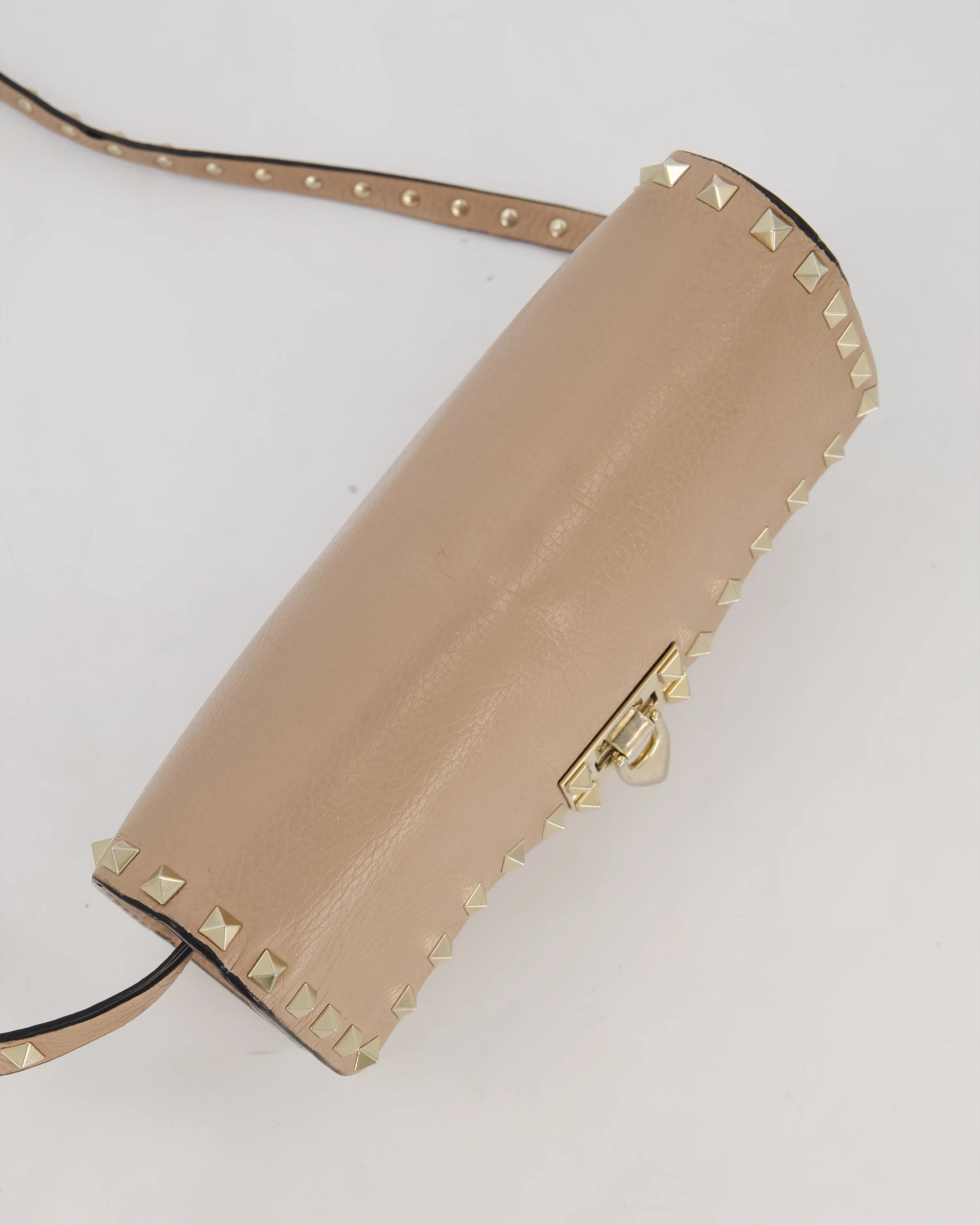 Valentino Nude Beige Rocksud Alcove Bag in Calfskin Leather with Gold Hardware - Image 17