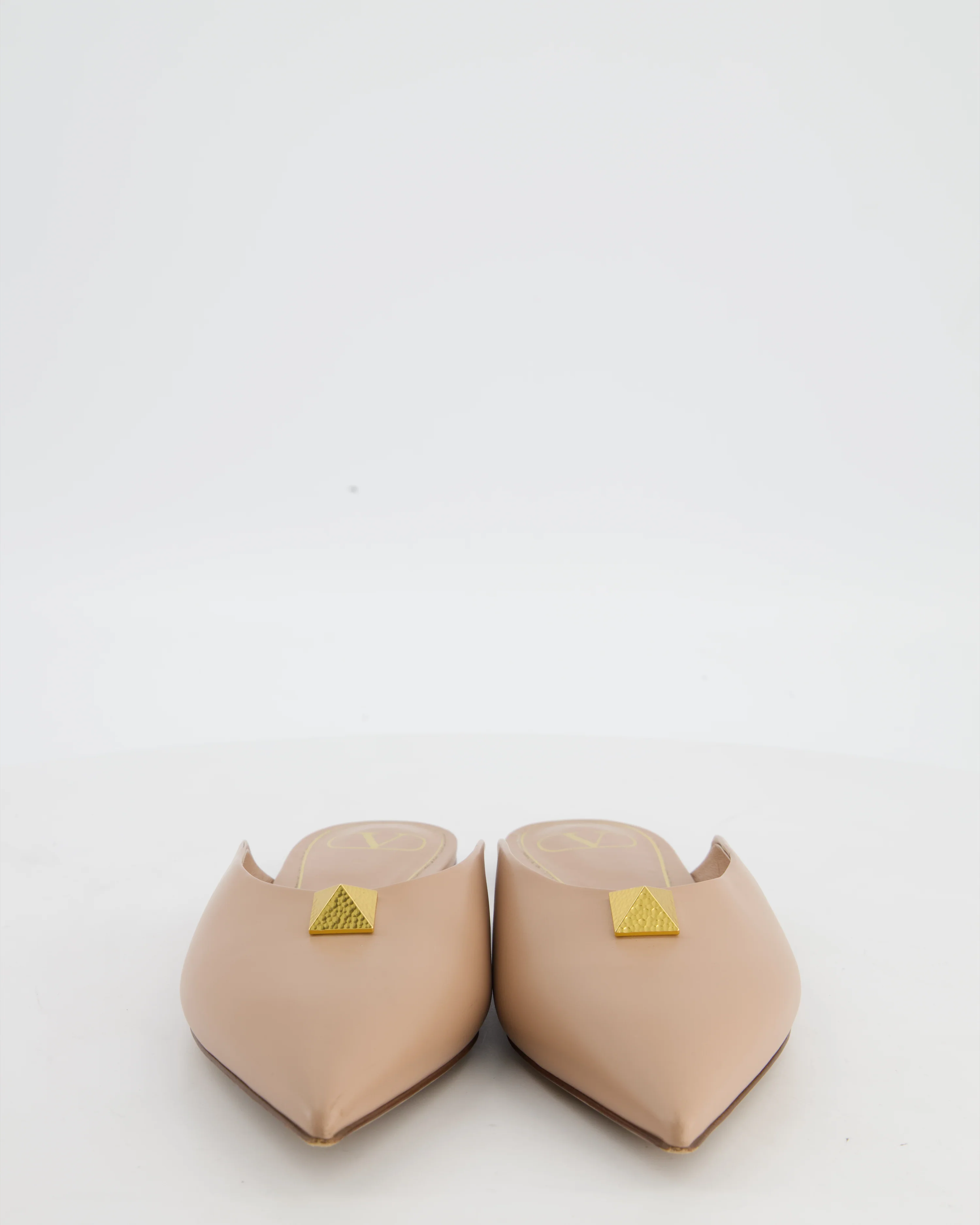 Valentino Nude Leather Roman Stud Pointed Mules Size EU 40 RRP £420 - Image 4