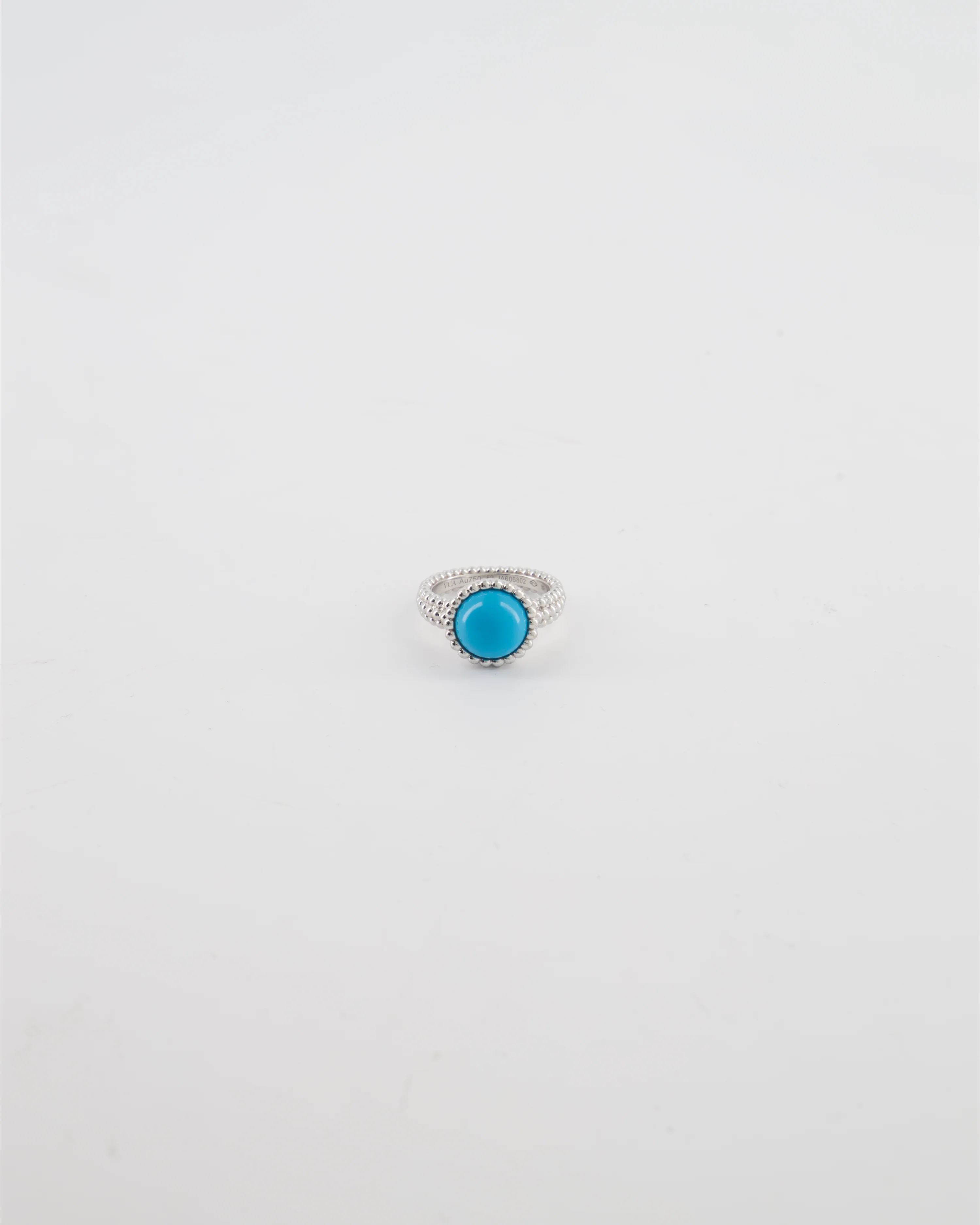 Van Cleef & Arpels Perlee Couleurs Ring in 18K White Gold & Turquoise Cabochon Stone