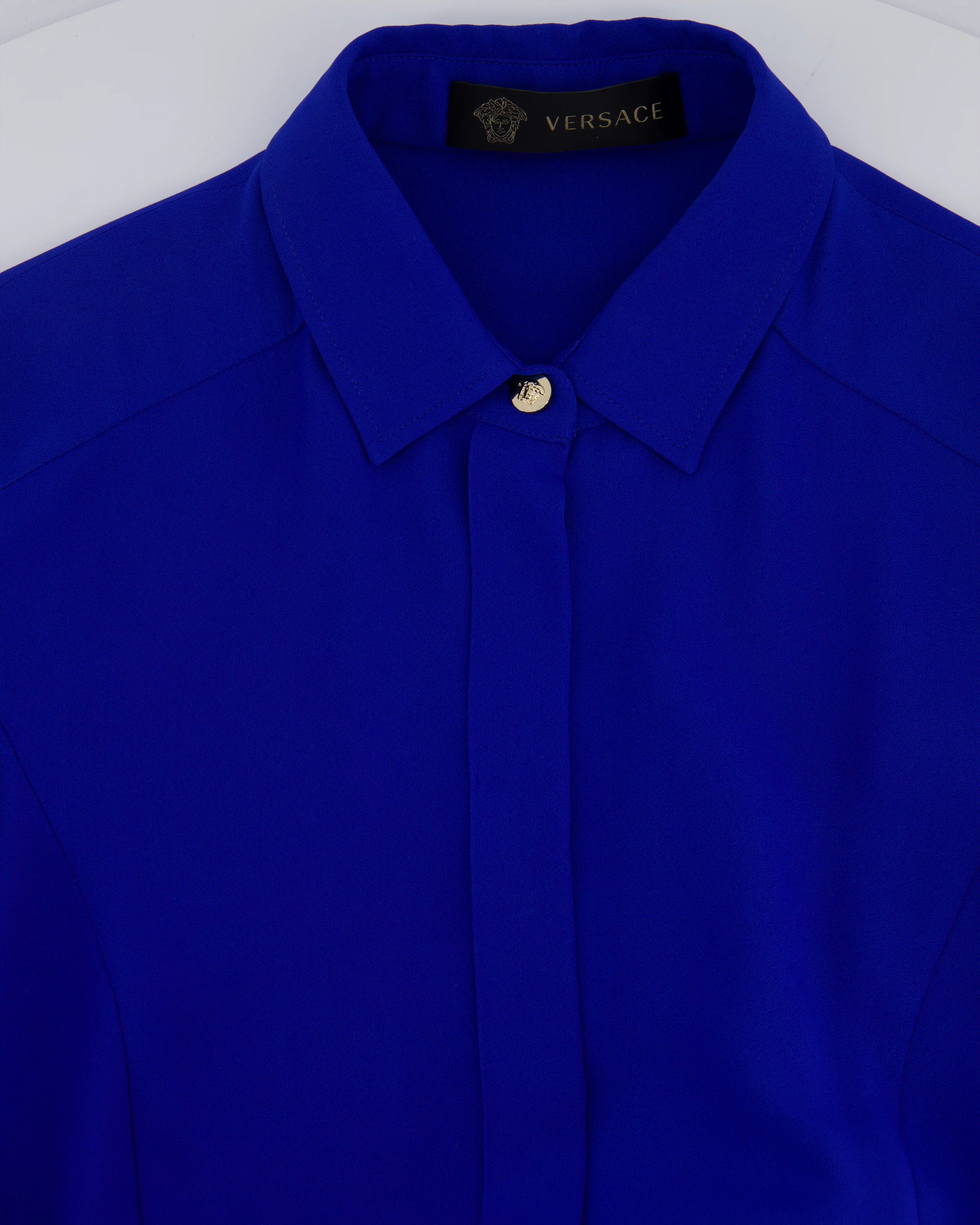 Versace Electric Blue Shirt Dress with Medusa Buckle Belt Size IT 42 (UK 10) - Image 8