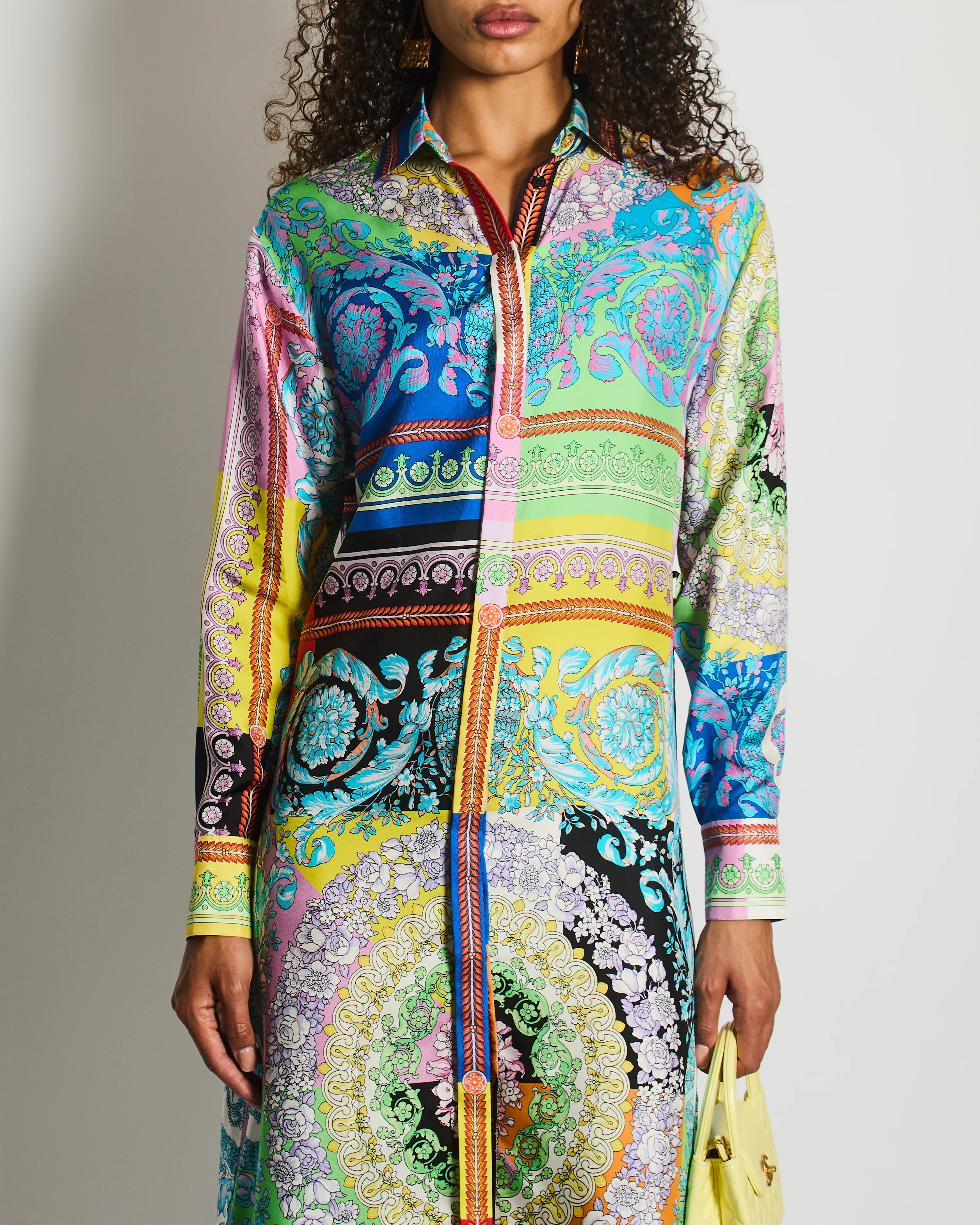 Versace Multicolour Long Sleeve Floral Printed Maxi Dress Size IT 42 (UK 10) - Image 3
