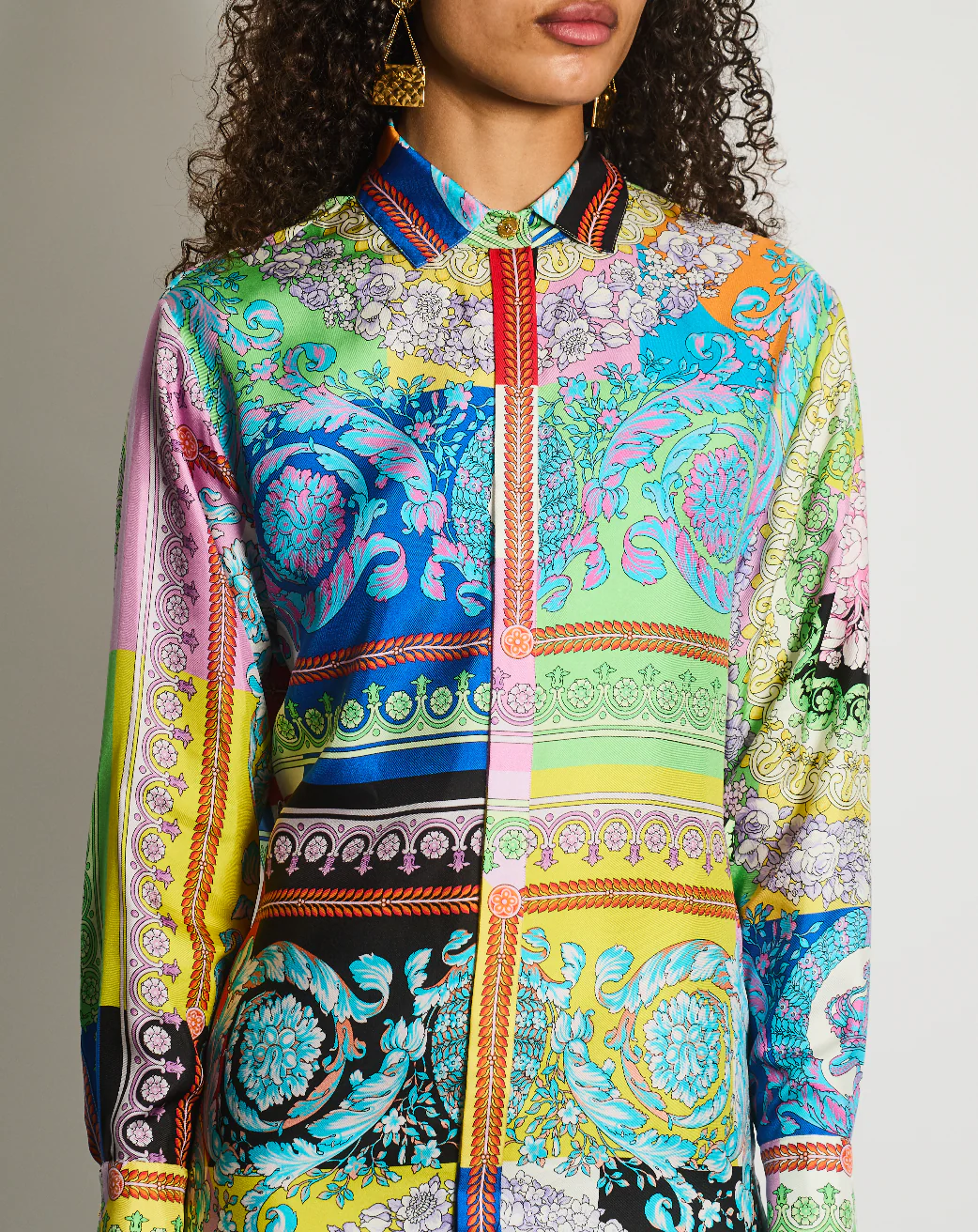 Versace Multicolour Long Sleeve Floral Printed Maxi Dress Size IT 42 (UK 10) - Image 4