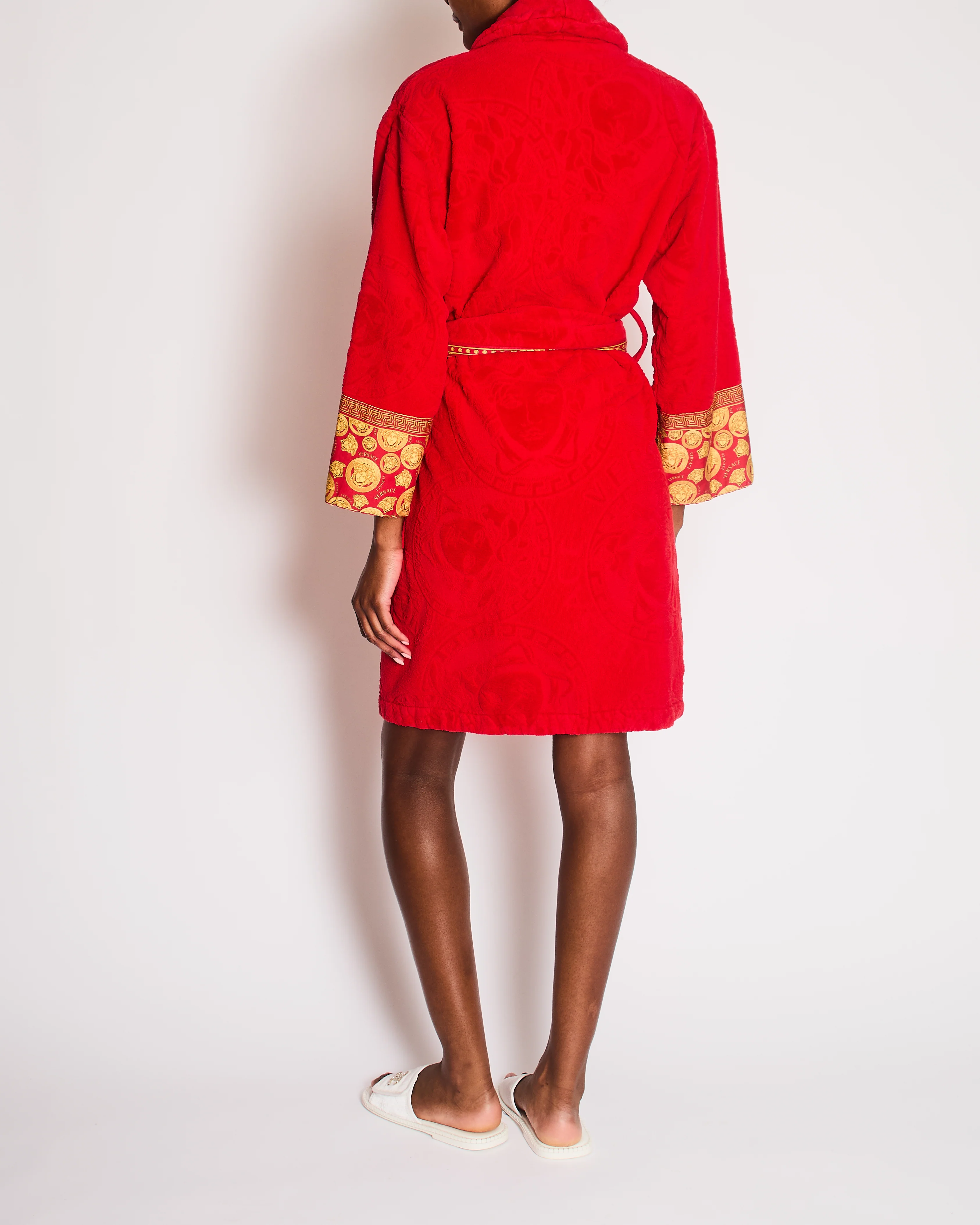 Versace Red Medusa Bath Robe with Pocket Detail Size UK 8 - Image 2