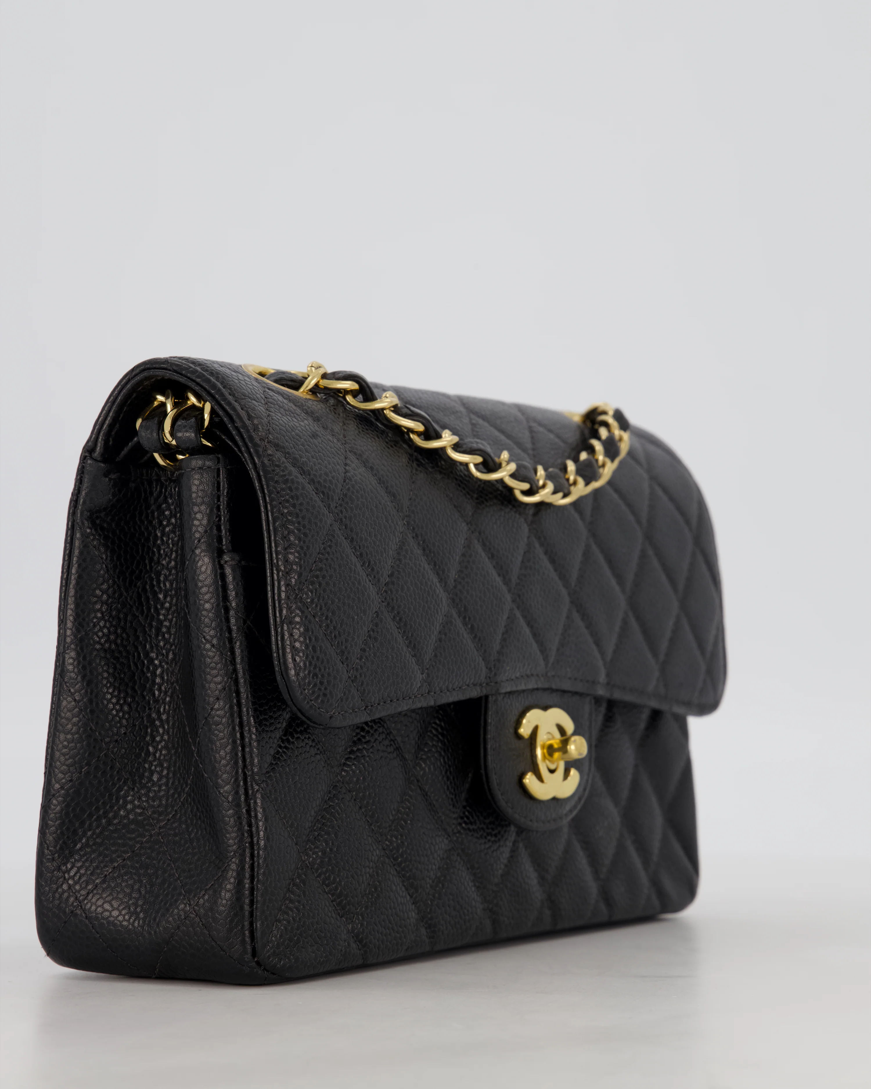 *VERY RARE* Chanel Vintage Black Small Classic Double Flap Bag in Caviar Leather with 24K Gold Hardware - Image 10