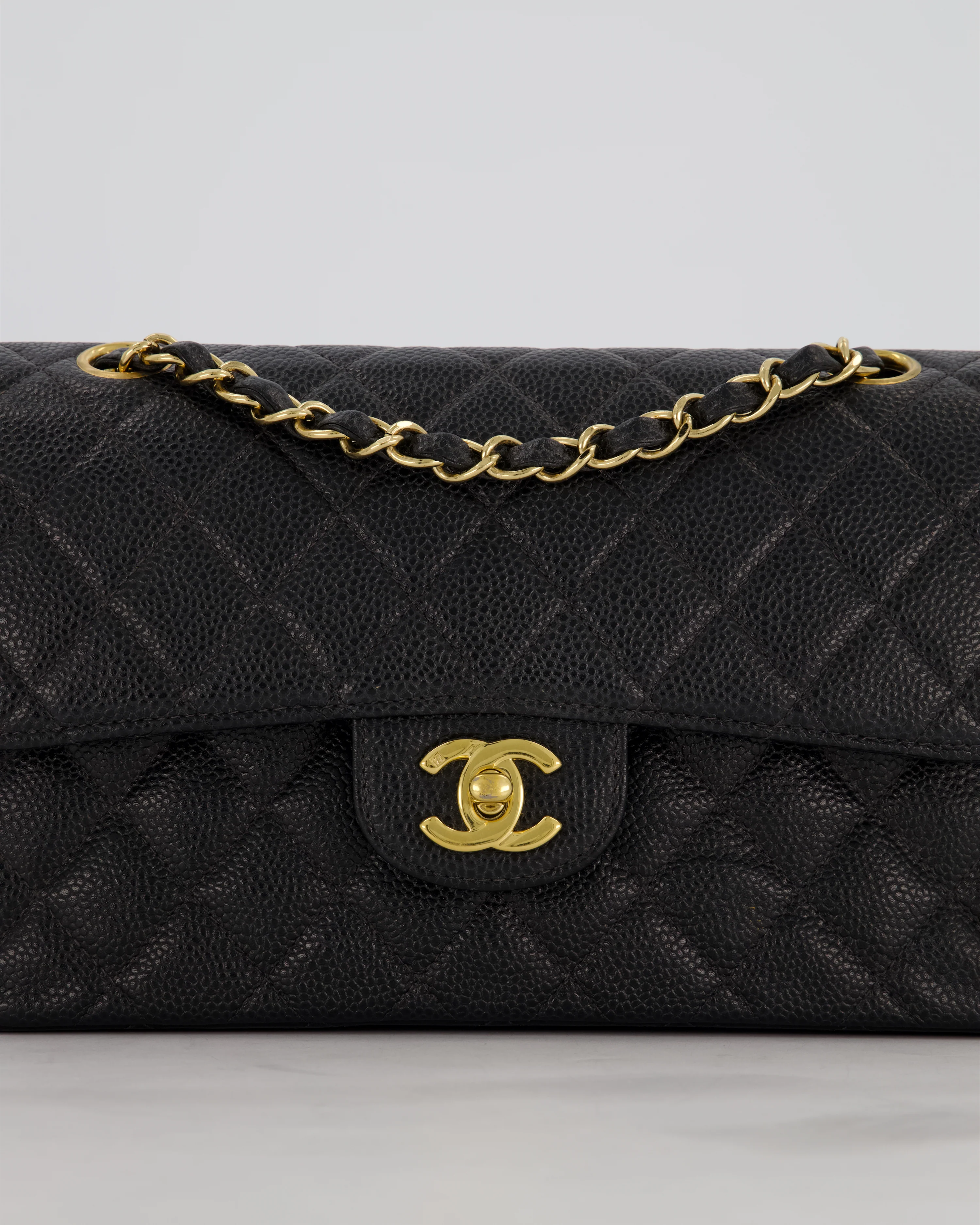 *VERY RARE* Chanel Vintage Black Small Classic Double Flap Bag in Caviar Leather with 24K Gold Hardware - Image 14