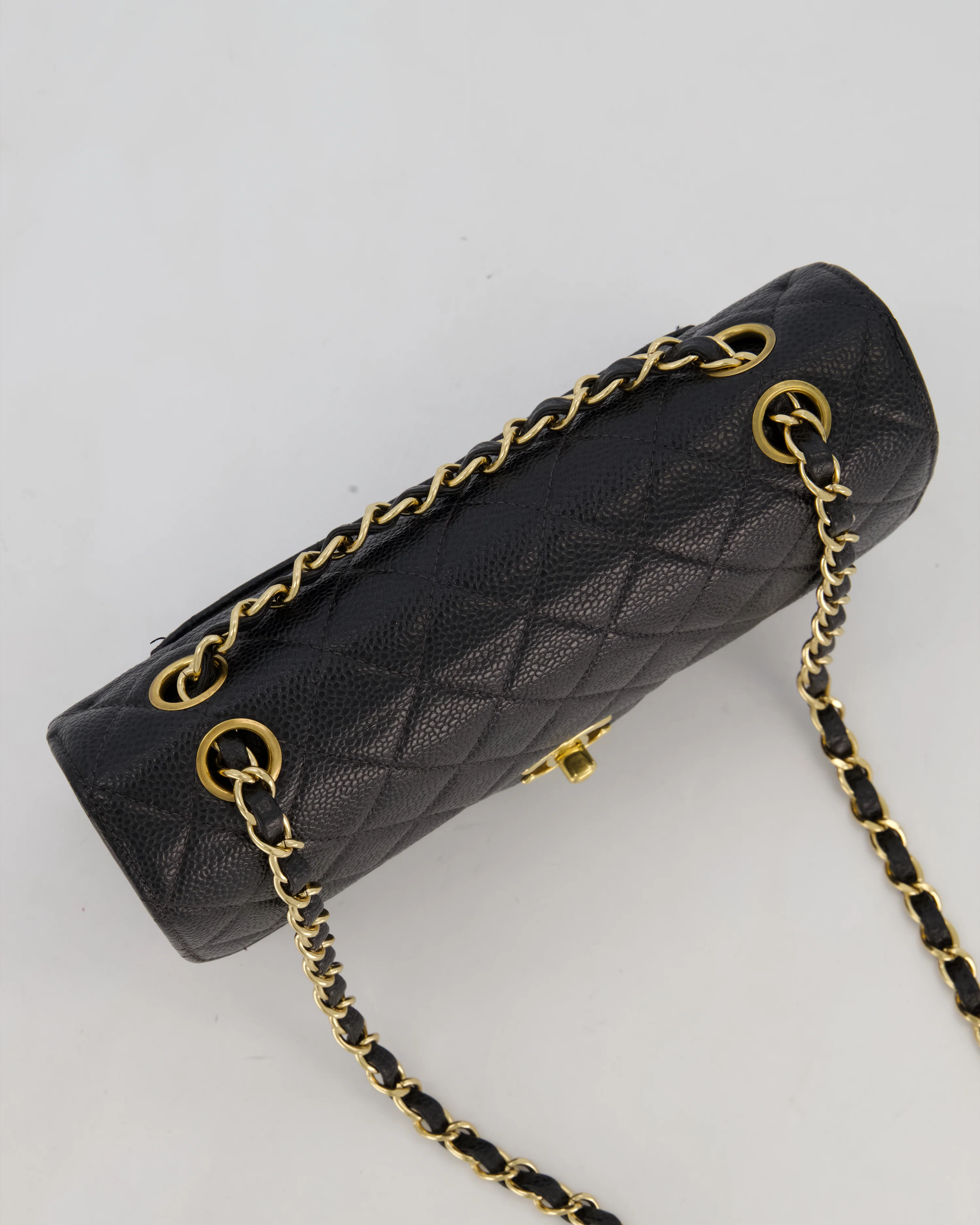 *VERY RARE* Chanel Vintage Black Small Classic Double Flap Bag in Caviar Leather with 24K Gold Hardware - Image 16