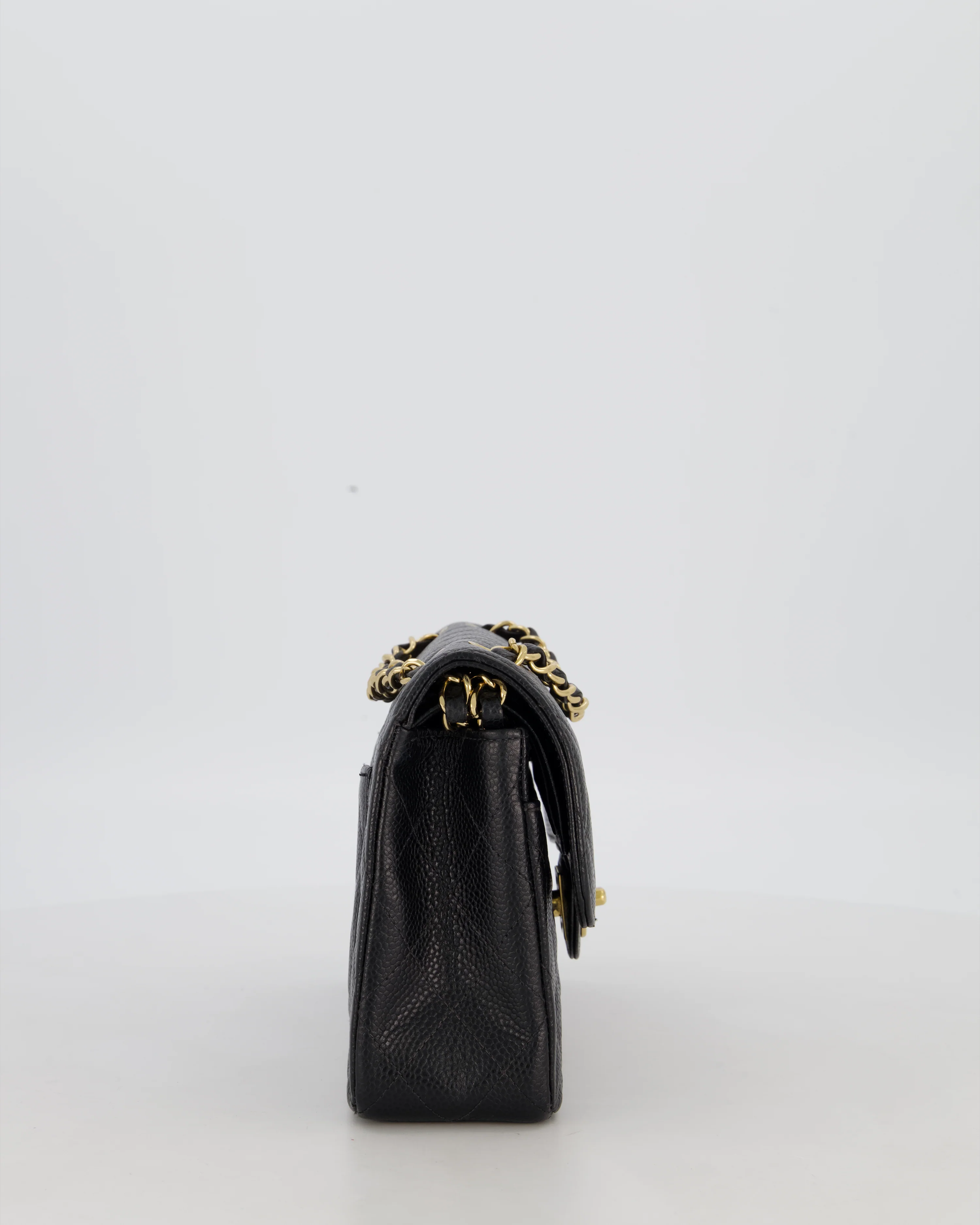 *VERY RARE* Chanel Vintage Black Small Classic Double Flap Bag in Caviar Leather with 24K Gold Hardware - Image 4