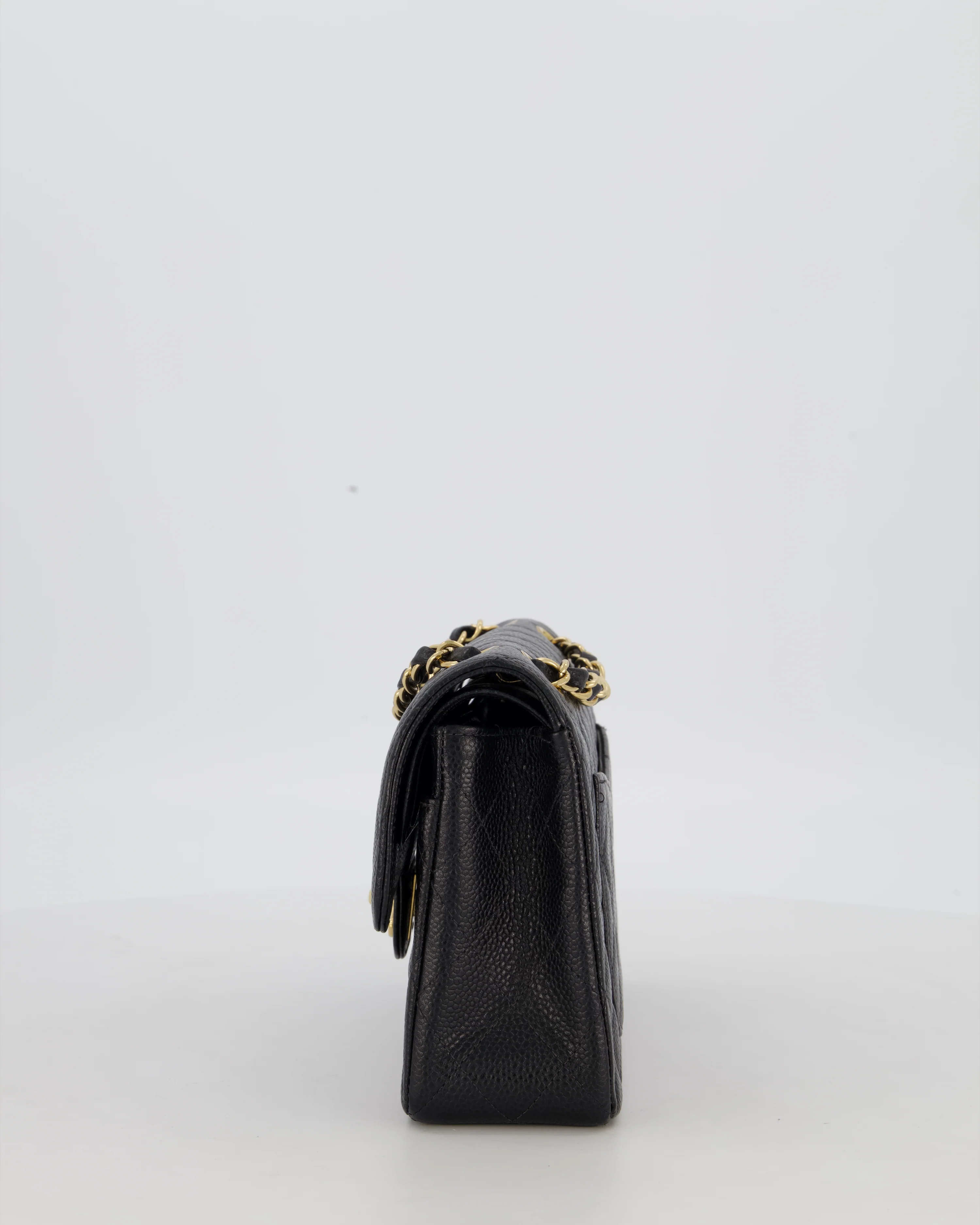 *VERY RARE* Chanel Vintage Black Small Classic Double Flap Bag in Caviar Leather with 24K Gold Hardware - Image 8