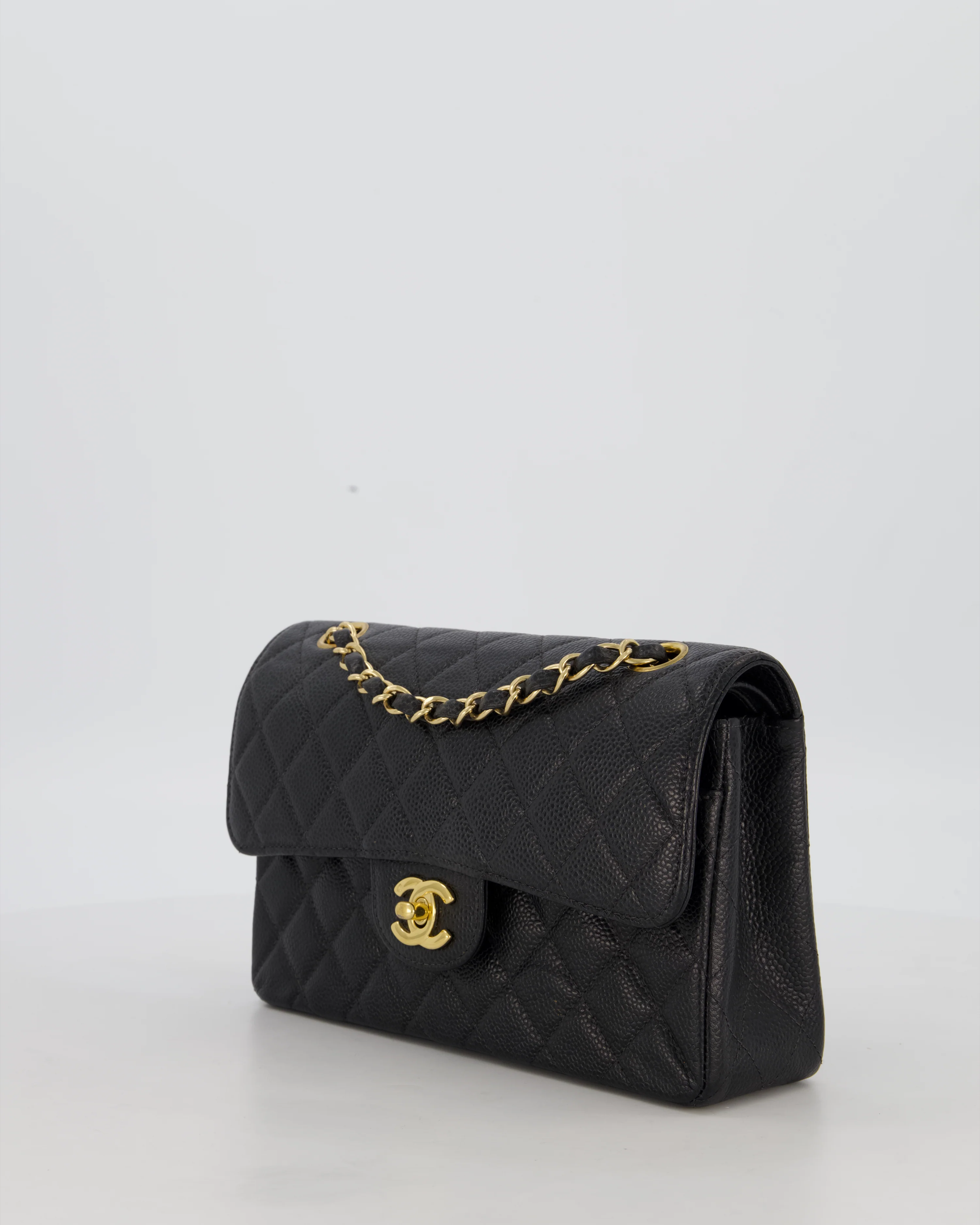 *VERY RARE* Chanel Vintage Black Small Classic Double Flap Bag in Caviar Leather with 24K Gold Hardware - Image 9