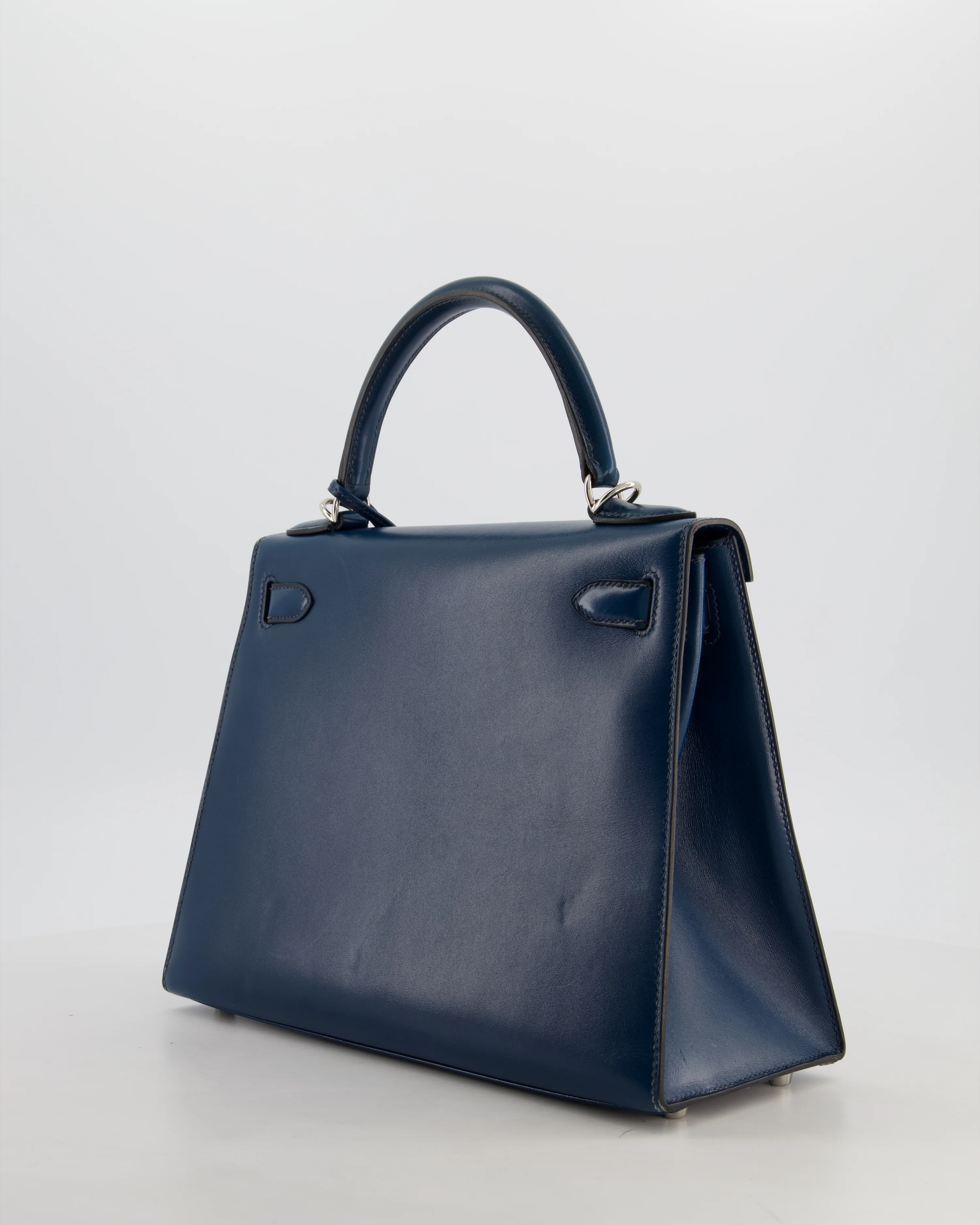 *VERY RARE* Hermès Kelly 28 Sellier Bag in Bleu De Prusse Box Calf Leather with Guilloche Palladium Hardware - Image 7