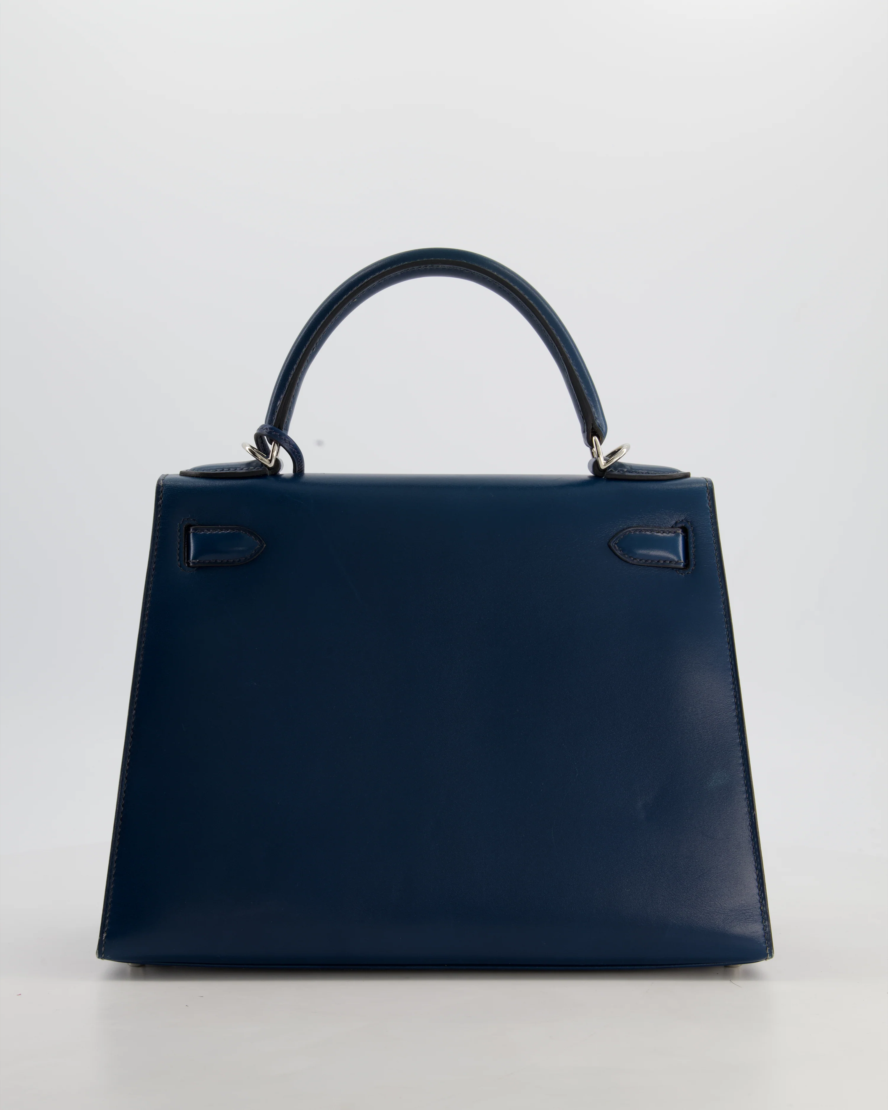 *VERY RARE* Hermès Kelly 28 Sellier Bag in Bleu De Prusse Box Calf Leather with Guilloche Palladium Hardware - Image 8