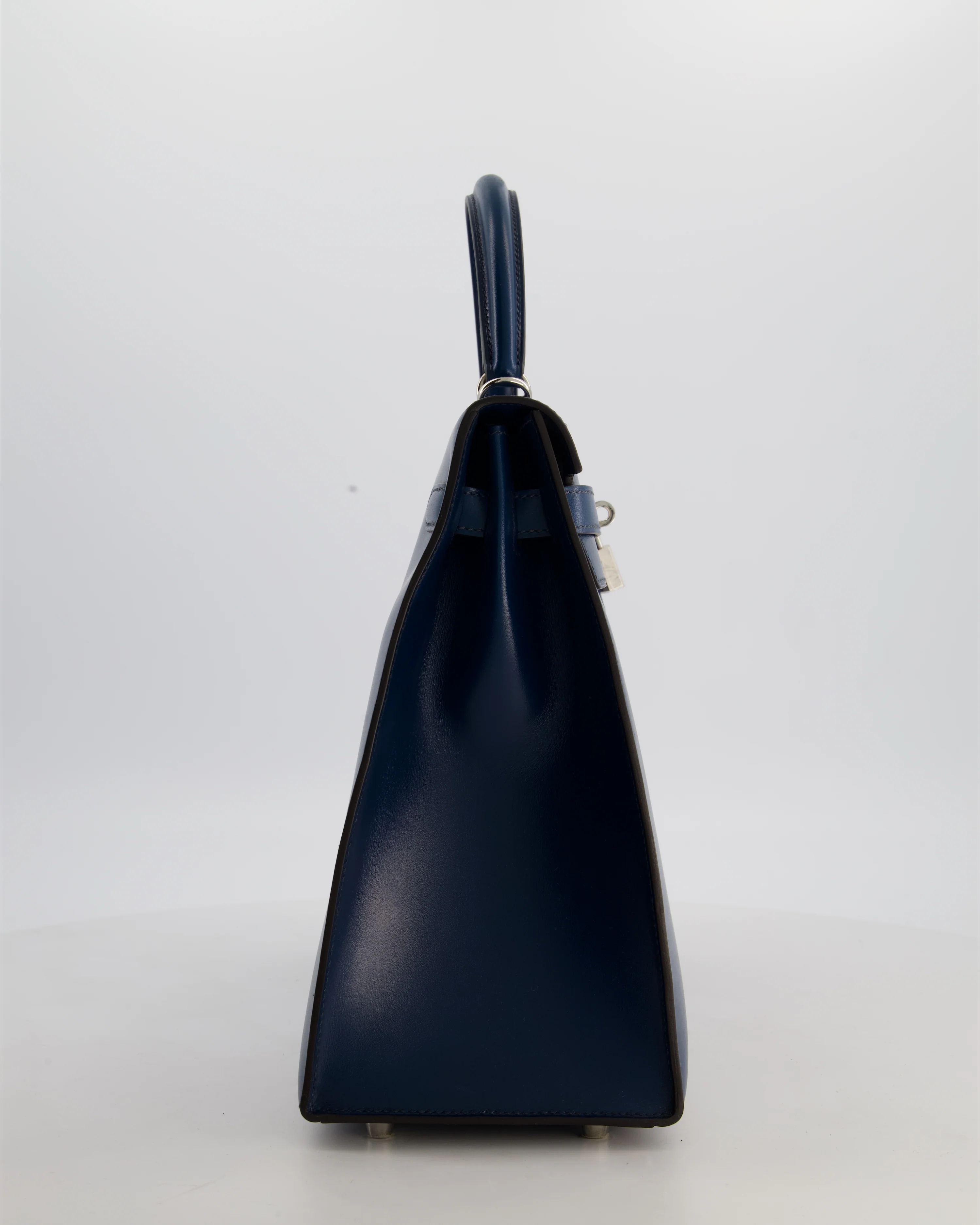 *VERY RARE* Hermès Kelly 35 Sellier Bag in Bleu De Prusse Box Calf Leather with Guilloche Palladium Hardware - Image 5