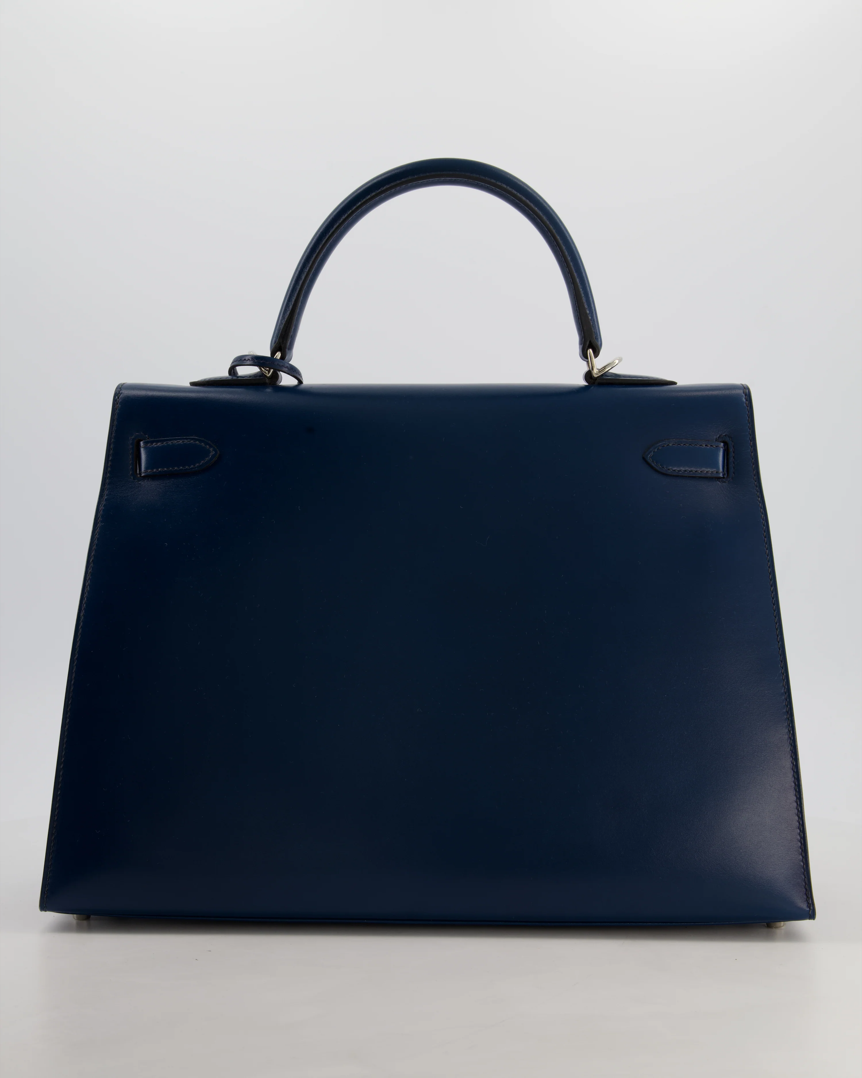 *VERY RARE* Hermès Kelly 35 Sellier Bag in Bleu De Prusse Box Calf Leather with Guilloche Palladium Hardware - Image 7