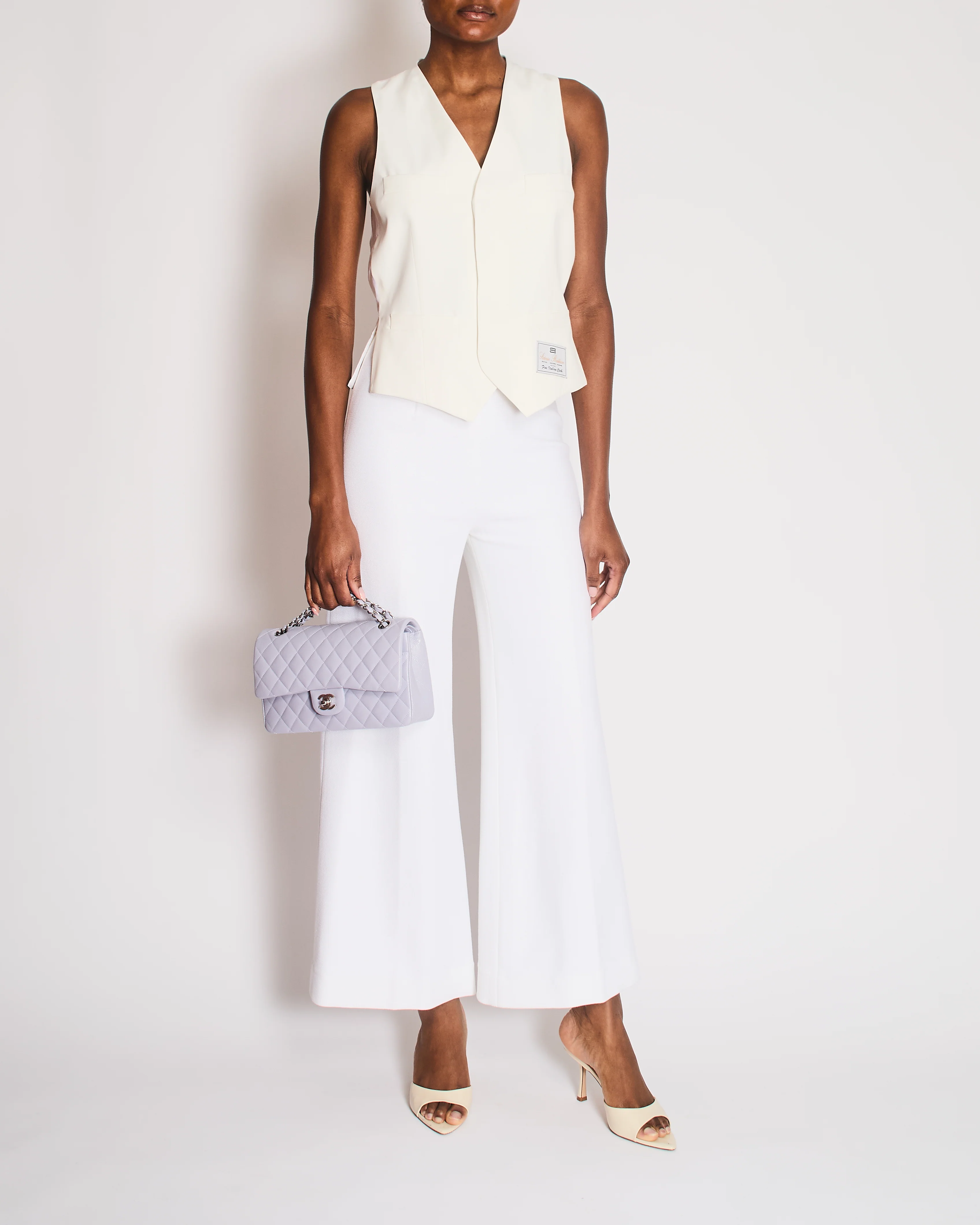 Victoria Beckham White Logo Waistcoat Size UK 8
