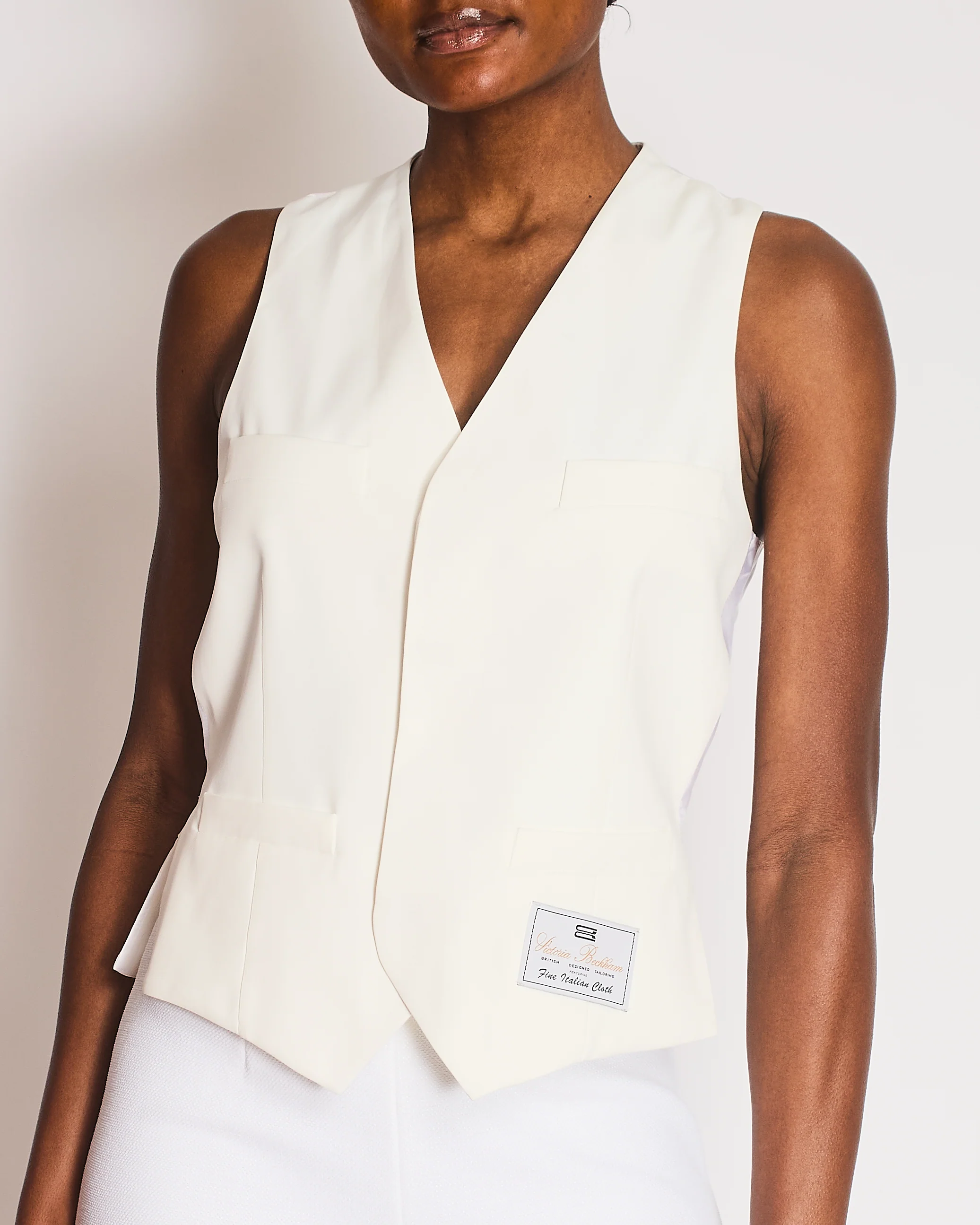 Victoria Beckham White Logo Waistcoat Size UK 8 - Image 3