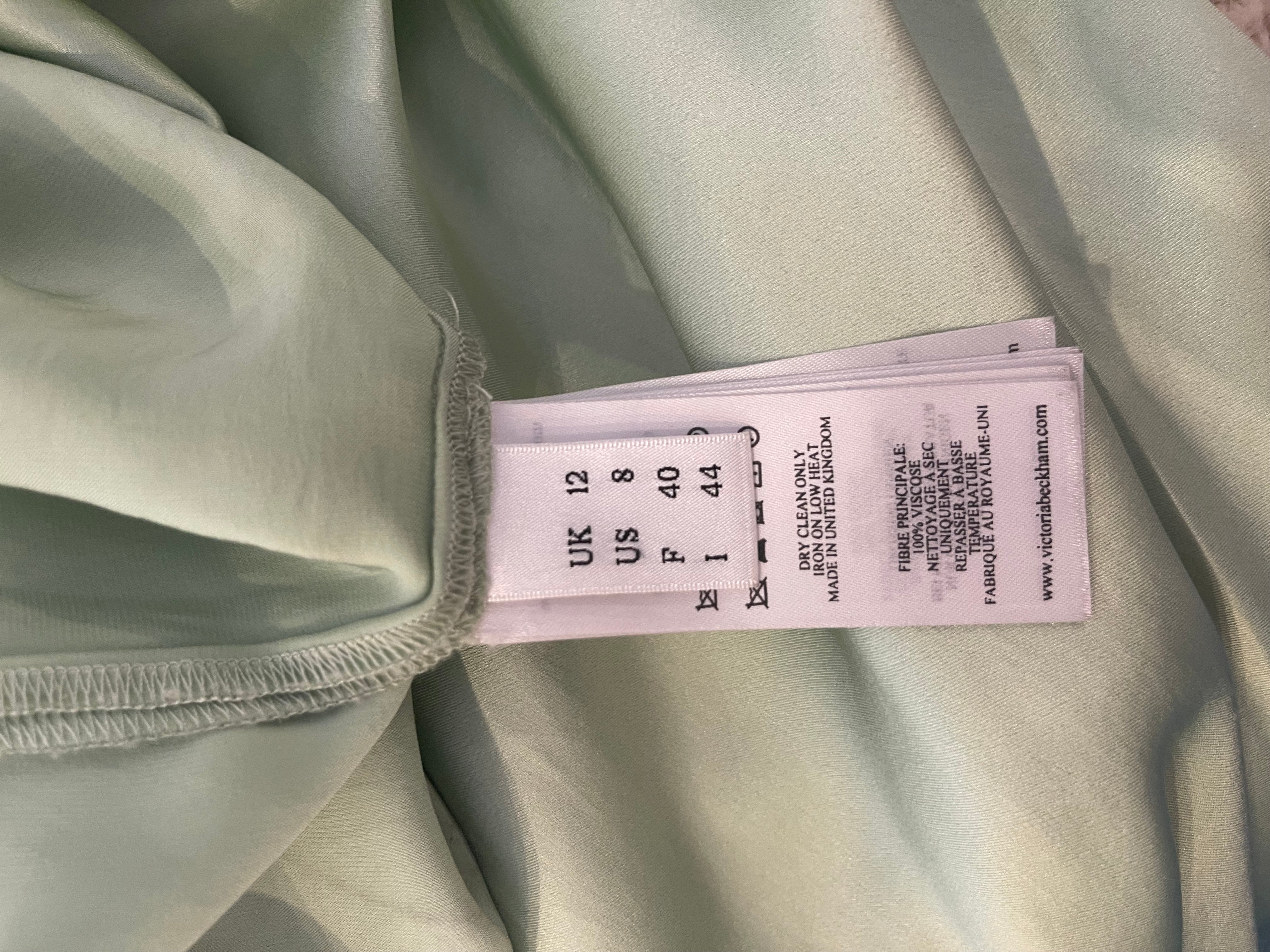 Victoria Beckham Pastel Green Silky Sleeveless Maxi Dress Size UK 12 - Image 11