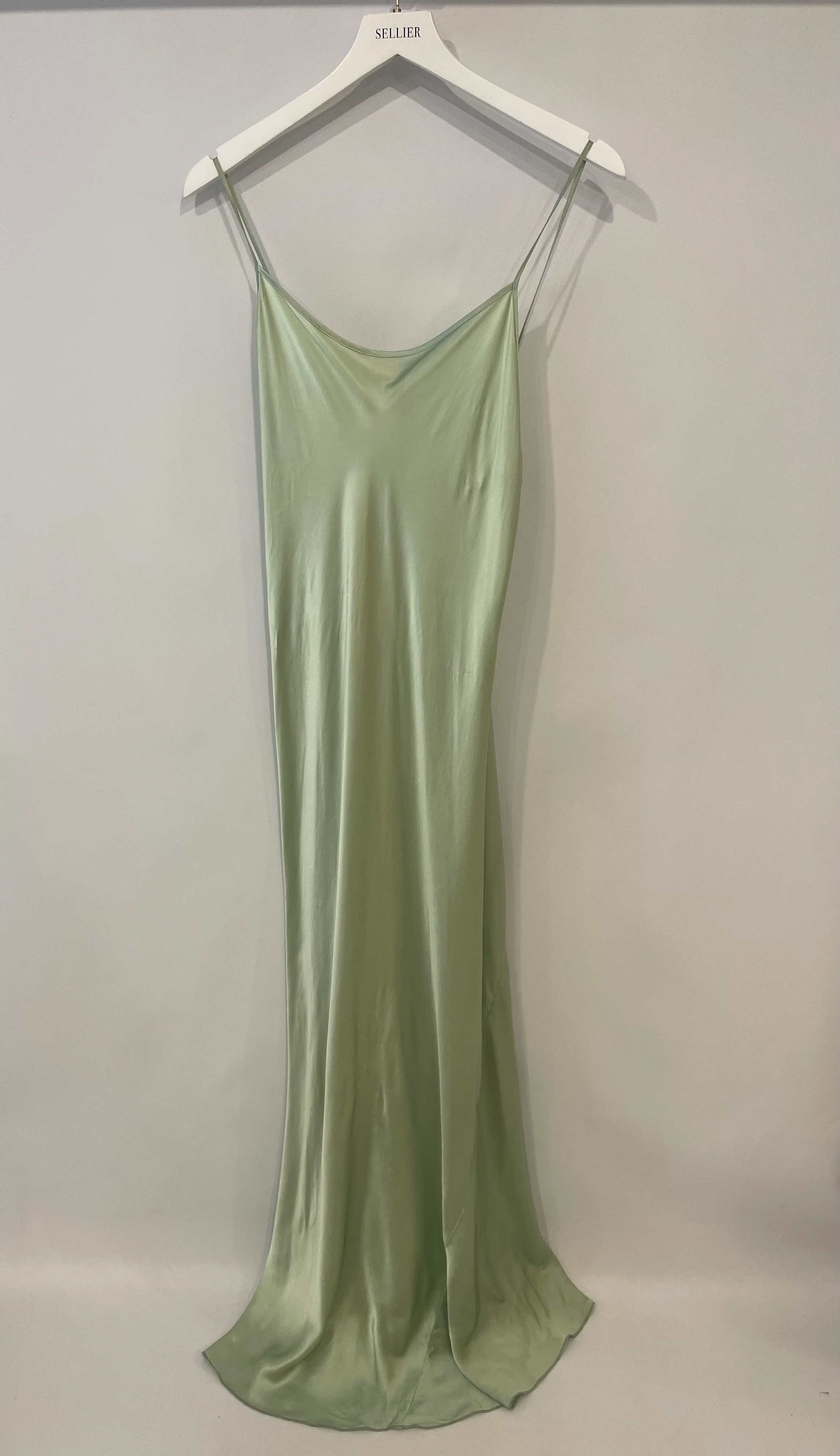Victoria Beckham Pastel Green Silky Sleeveless Maxi Dress Size UK 12 - Image 7